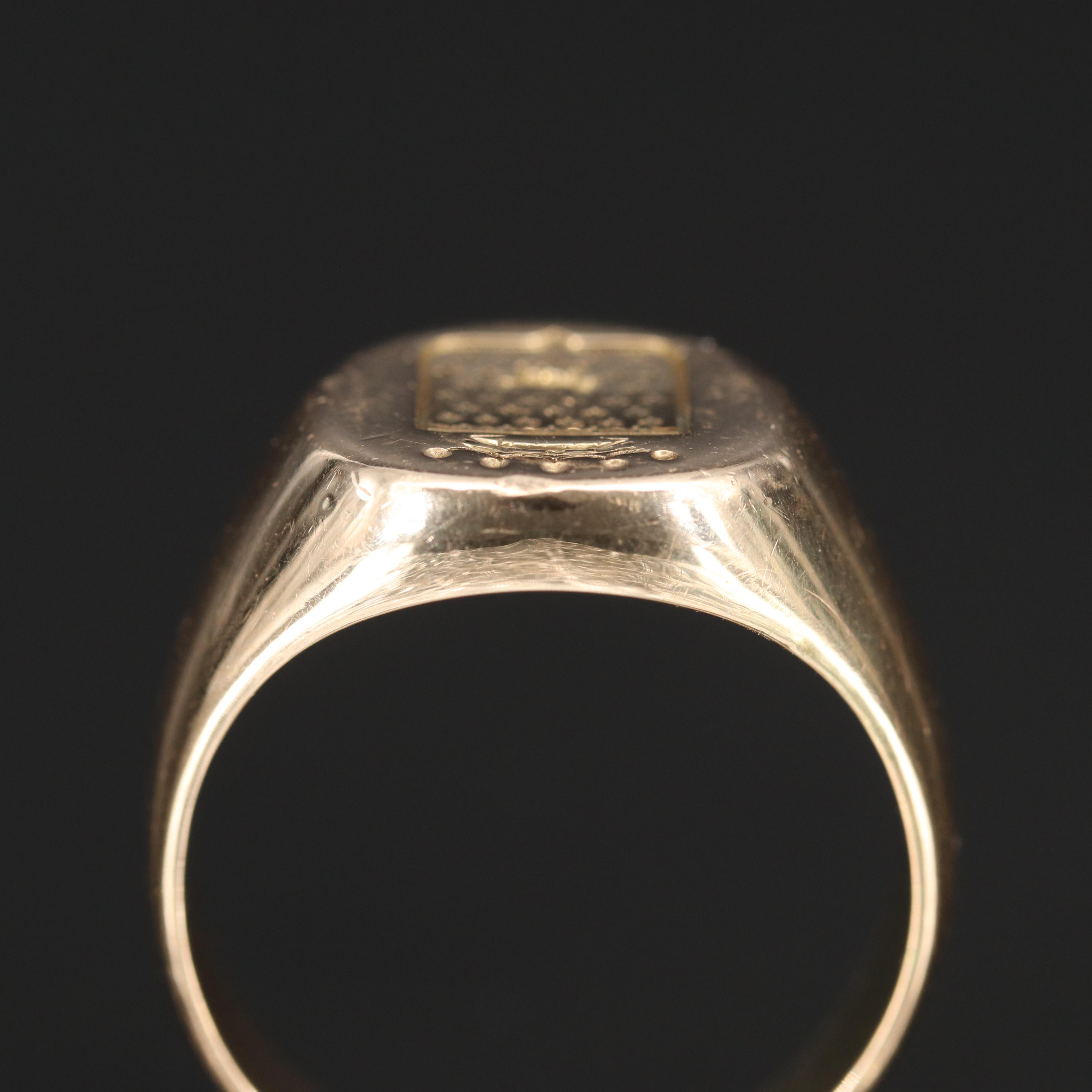 18K Signet Ring with Crown Emblem