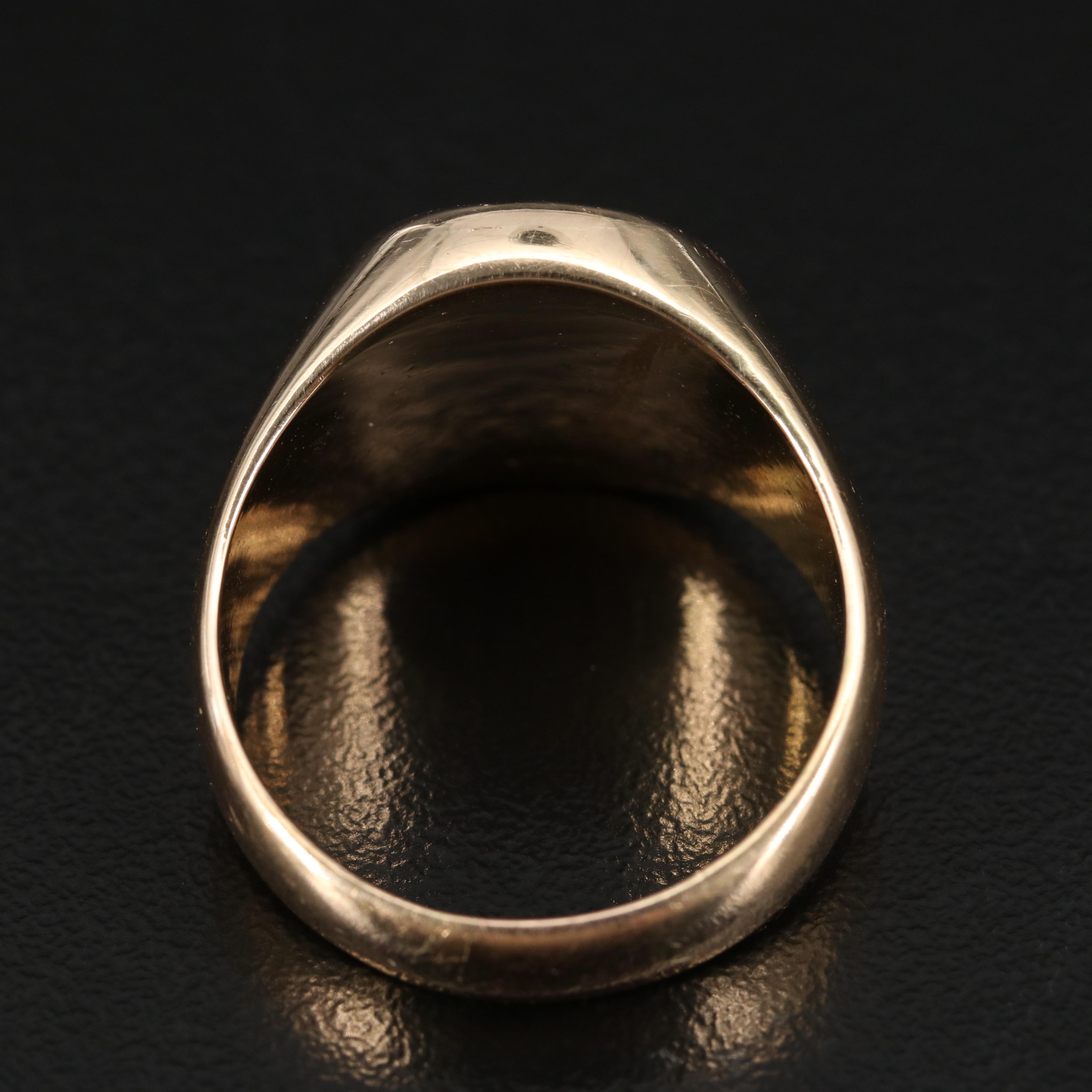 18K Signet Ring with Crown Emblem