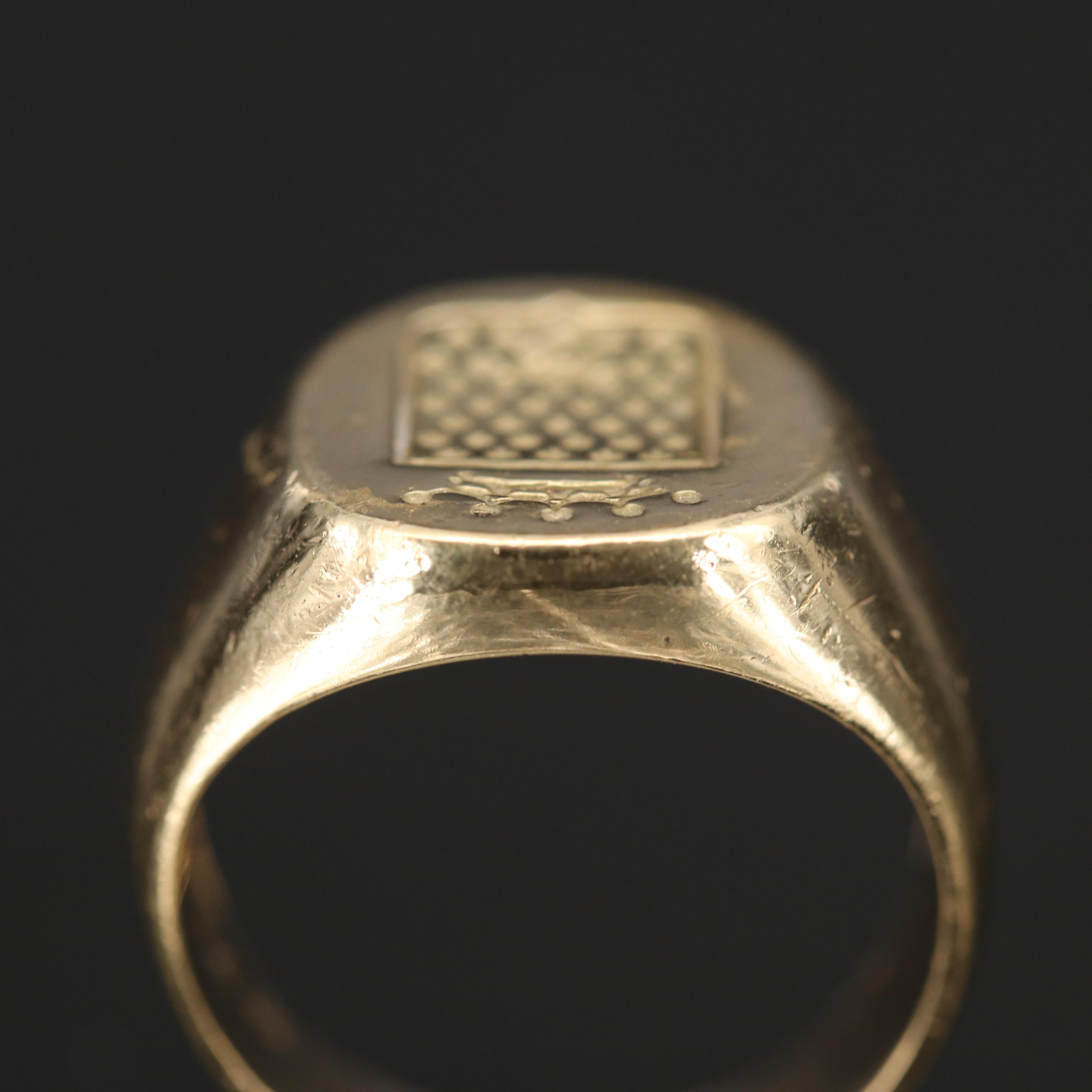 18K Signet Ring with Crown Emblem