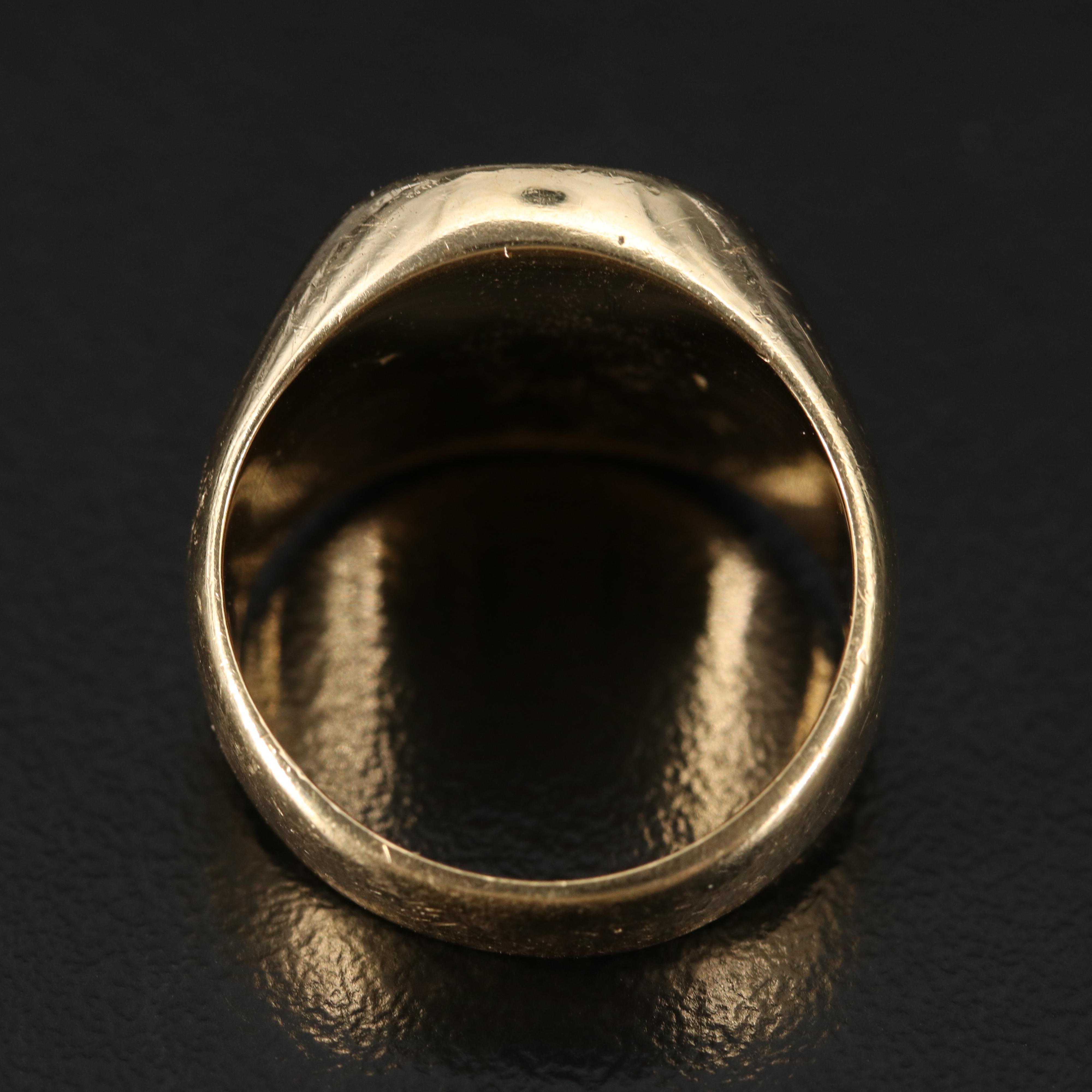 18K Signet Ring with Crown Emblem