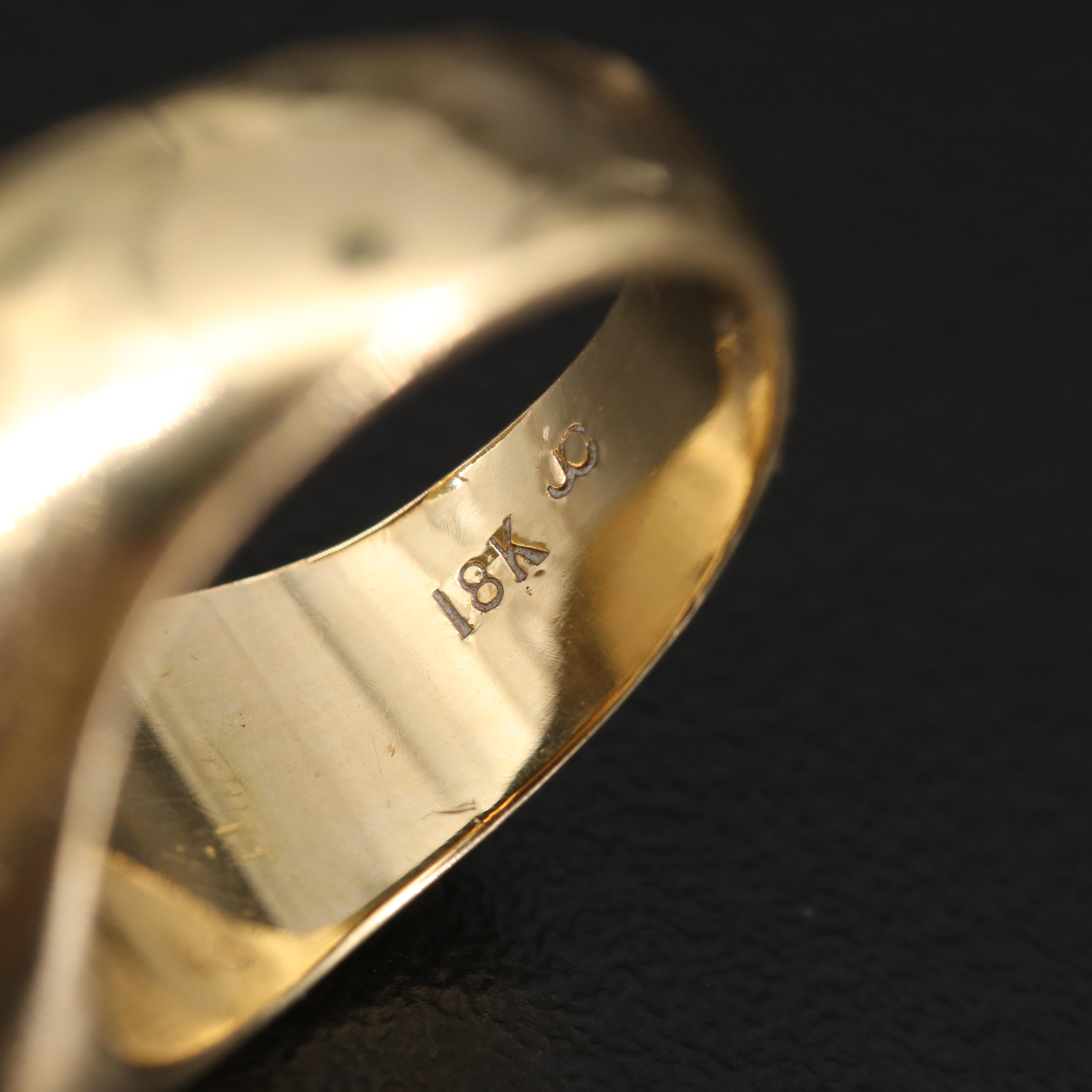 18K Signet Ring with Crown Emblem