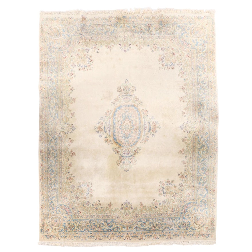 8'11 x 12'2 Hand-Knotted Indo-Persian Kerman Wool Room Sized Rug