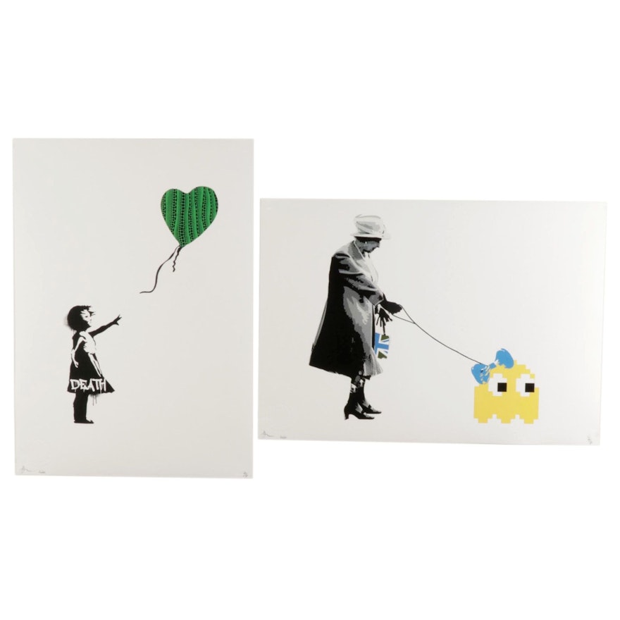 Death NYC Pop Art Graphic Prints "Balloon Pumpkin 4" and "Queen Invade Yellow"