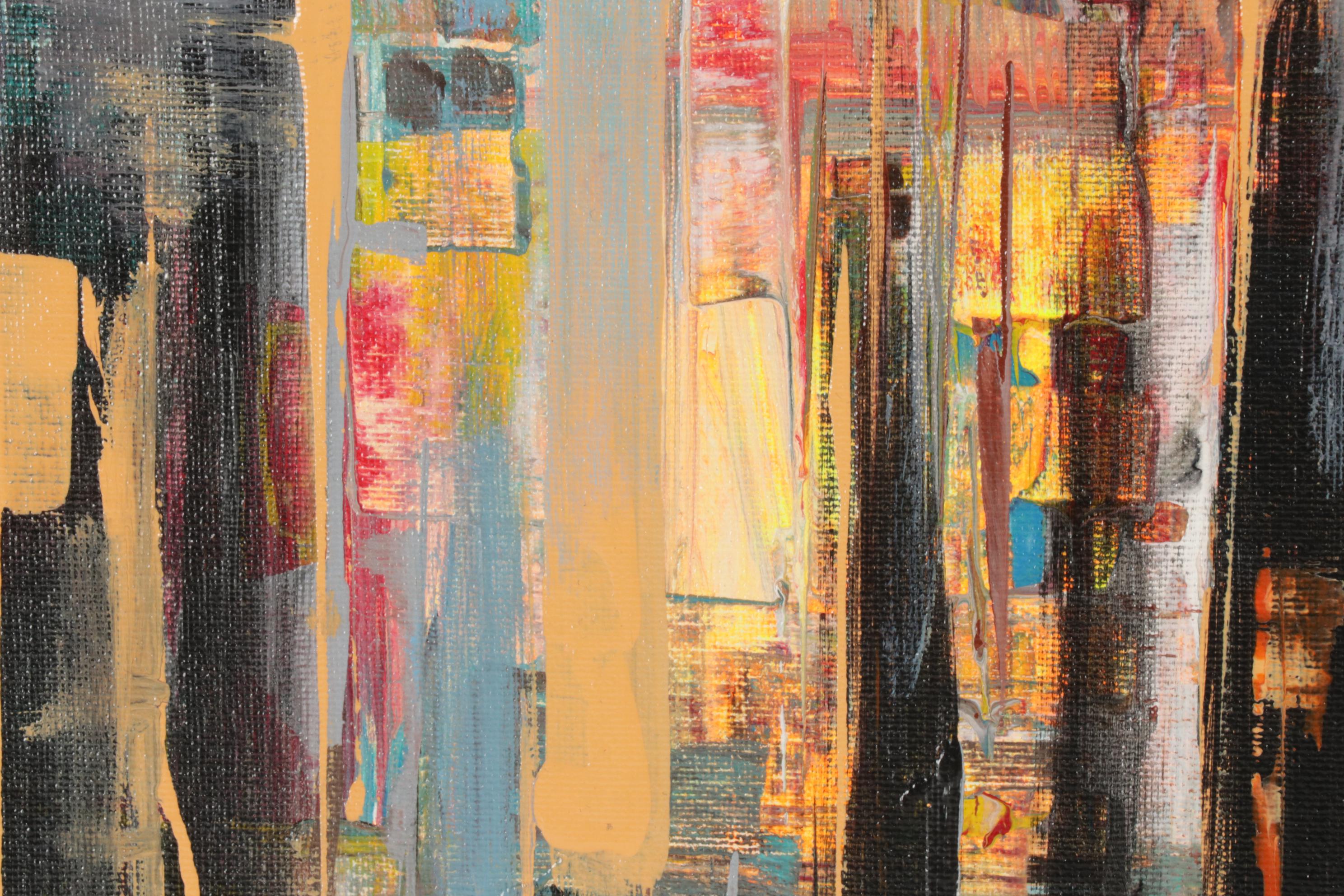 Farshad Lanjani Acrylic Painting of City Street at Sunset, 21st Century