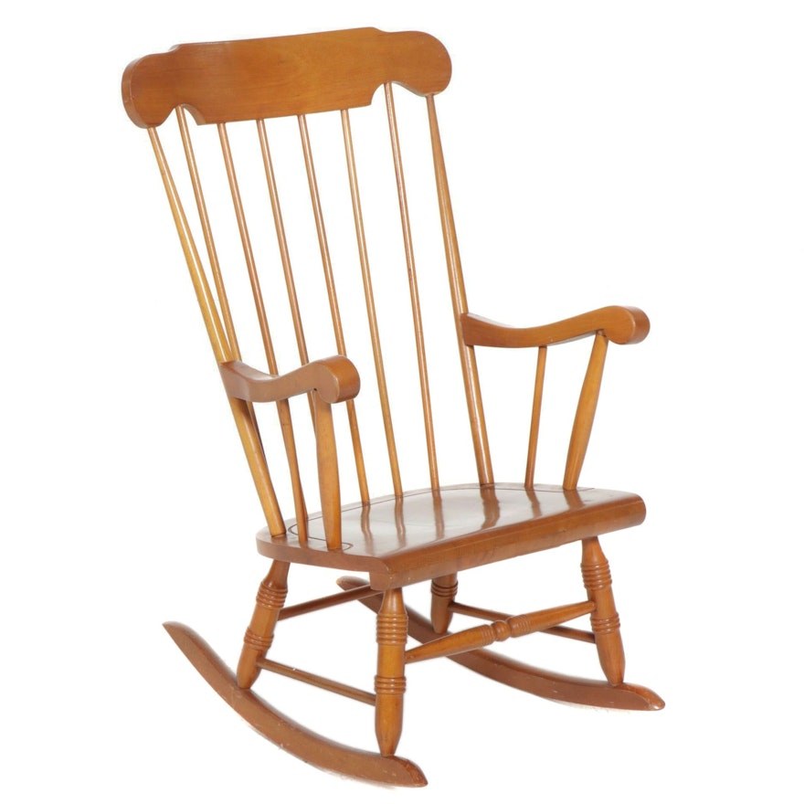 Maple Spindle-Back Rocking Chair, Late 20th Century