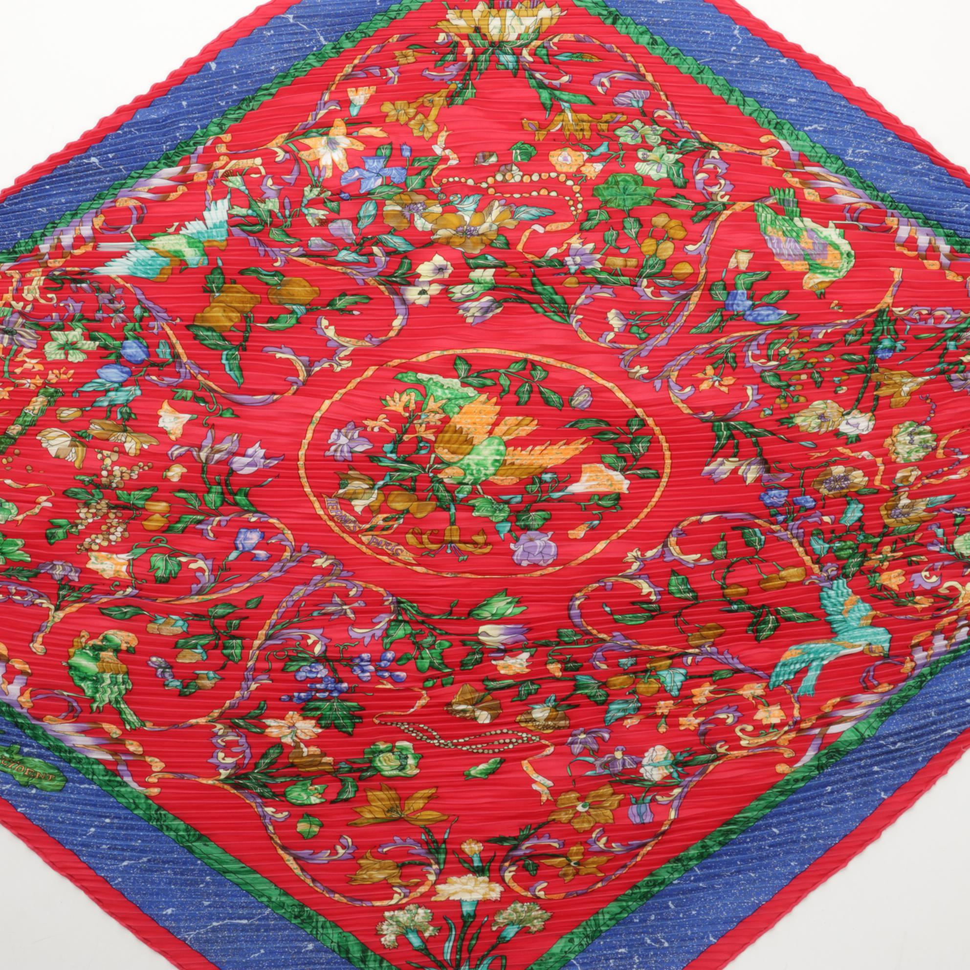 Hermès "Pierres d'Orient et d'Occident" Silk Twill Plissé Scarf