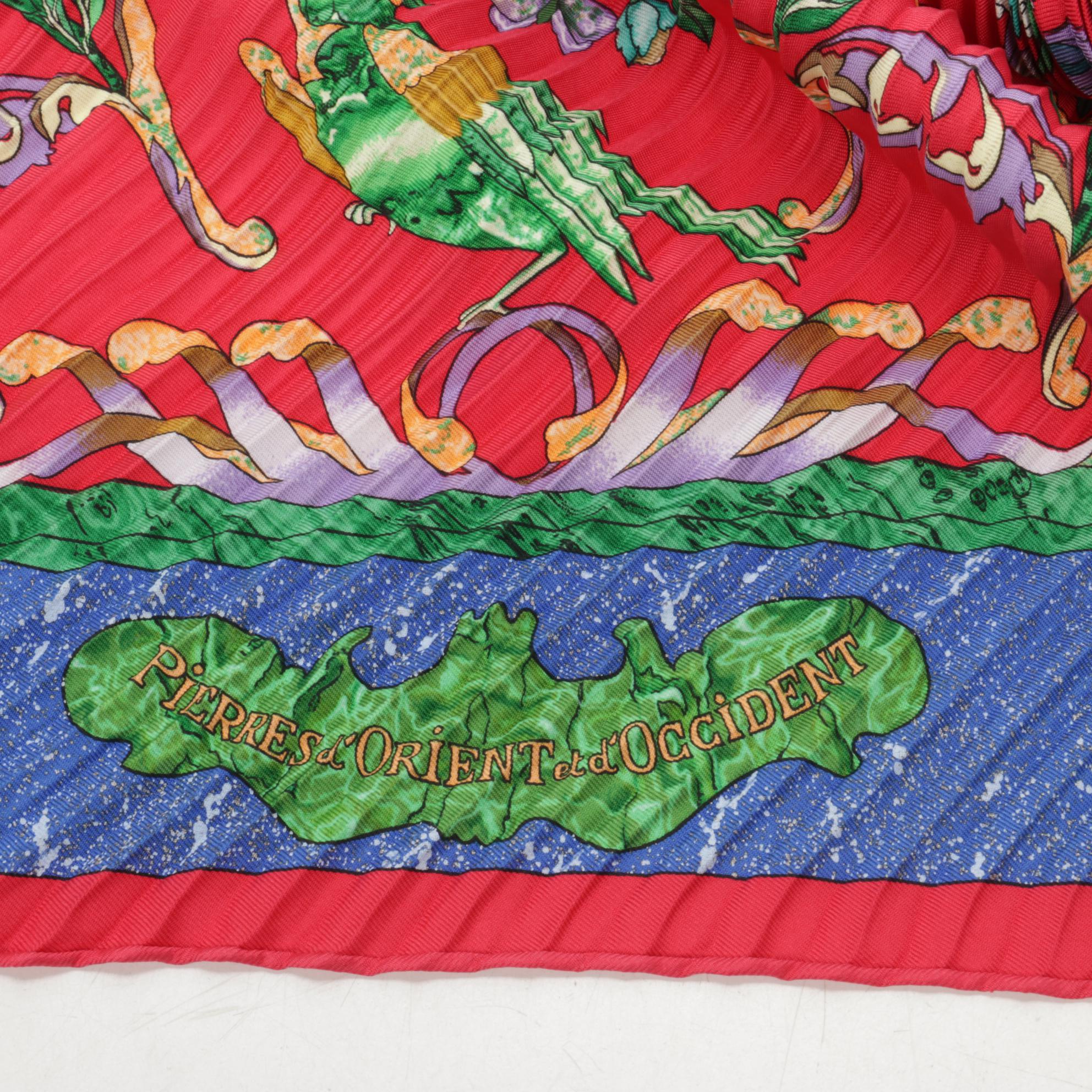 Hermès "Pierres d'Orient et d'Occident" Silk Twill Plissé Scarf