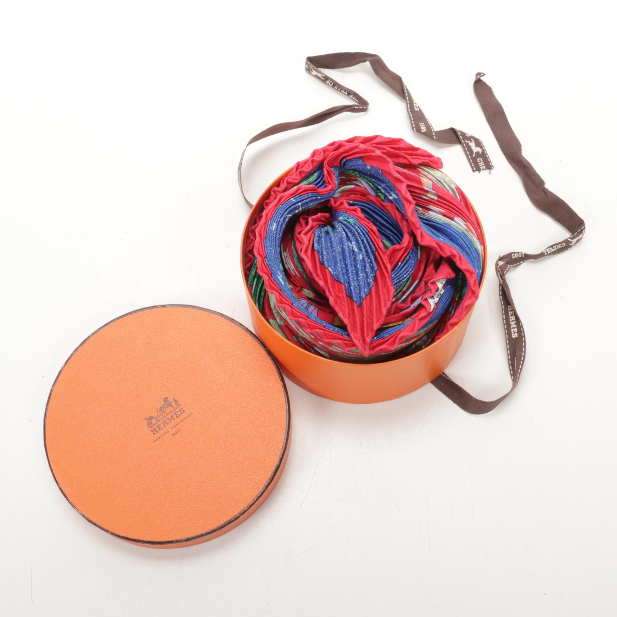 Hermès "Pierres d'Orient et d'Occident" Silk Twill Plissé Scarf