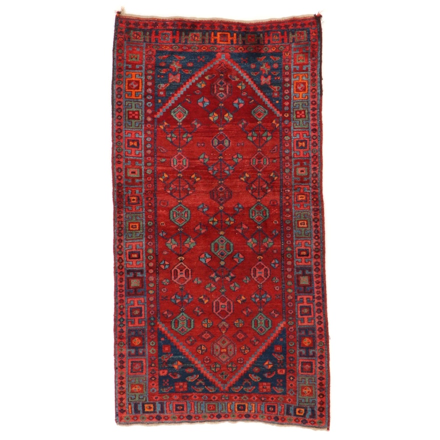 4'2 x 8'3 Hand-Knotted Persian Kurdish Bidjar Wool Area Rug