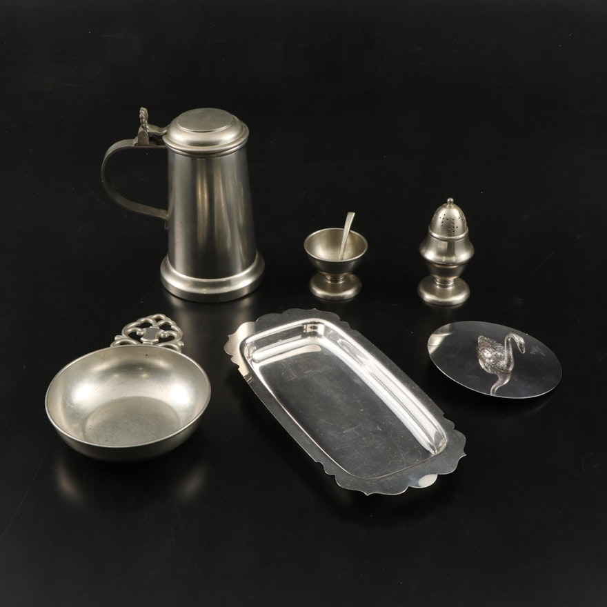 Royal Holland and C.Kurz & Co. Pewter with Other Silver Plate Table Accessories