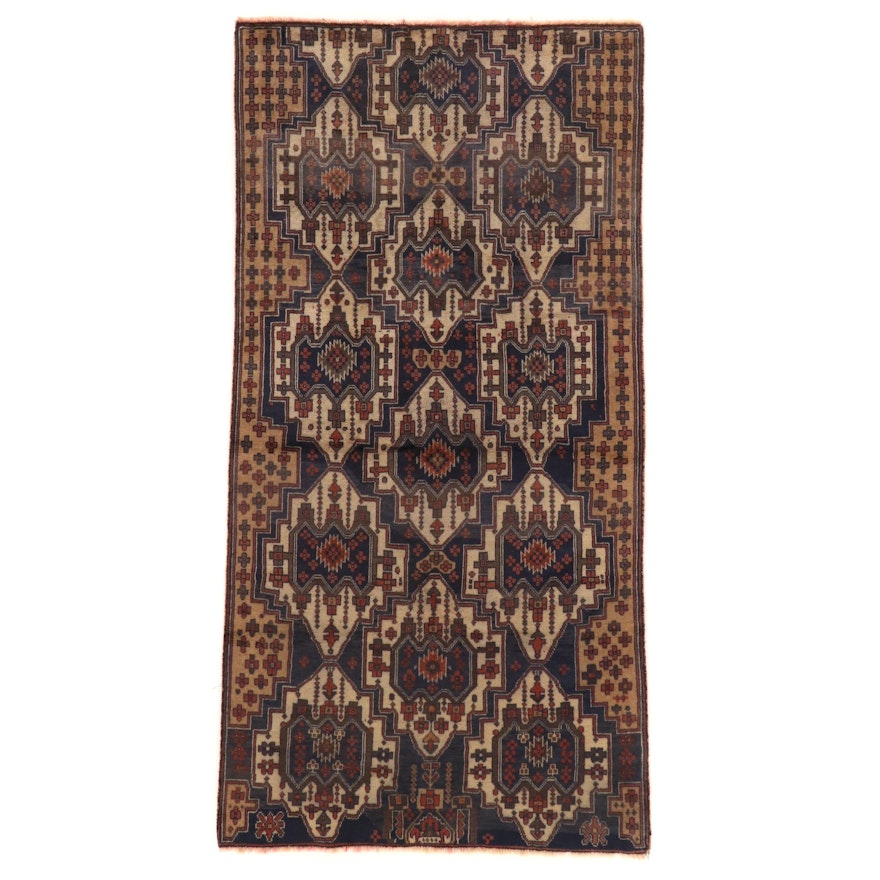 3'11 x 8'2 Hand-Knotted Afghan Baluch Wool Area Rug