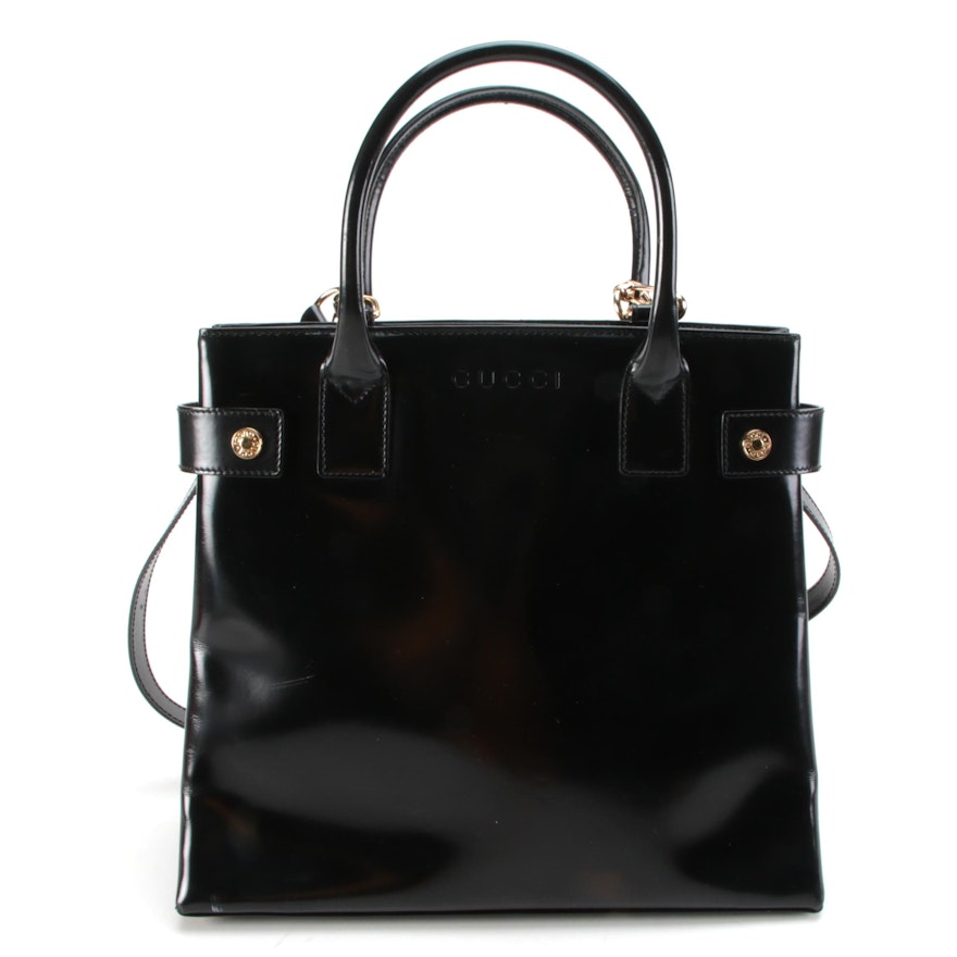 Gucci Black Patent Leather Two-Way Tote