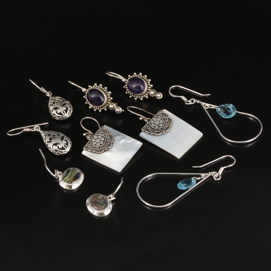 Sterling Earrings Selection Featuring Abalone and Gemstone Accents
