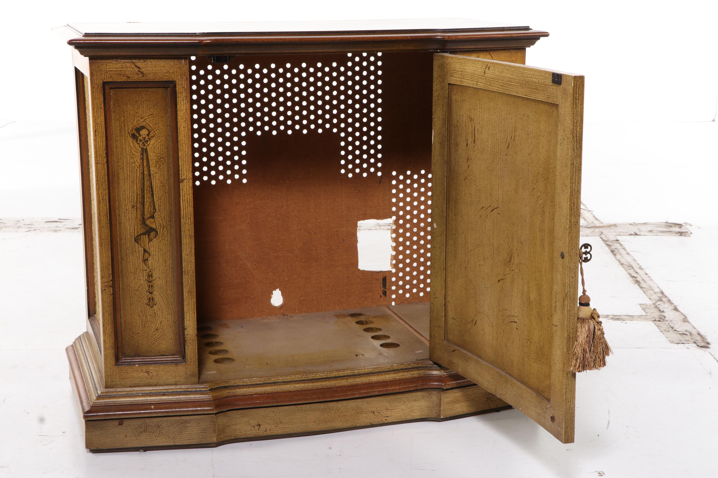 Magnavox "Venetian" Vinyl Grained Stereo Console Cabinet, 1970s