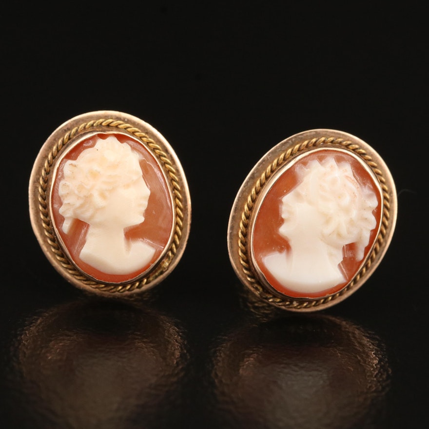 10K Cameo Stud Earrings