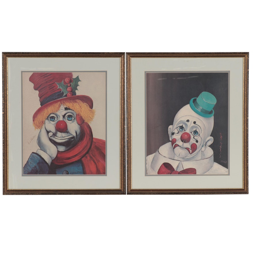 Red Skelton Offset Lithographs of Clowns, Late 20th Century