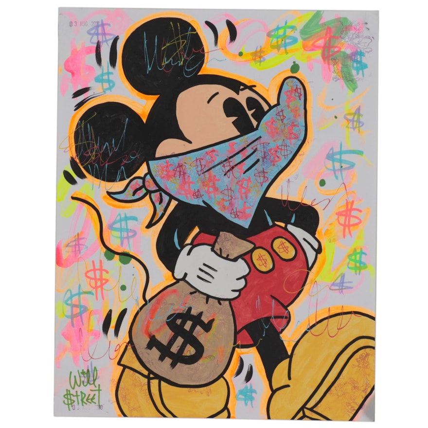 Will $treet Mixed Media Painting of Mickey Mouse, 2020