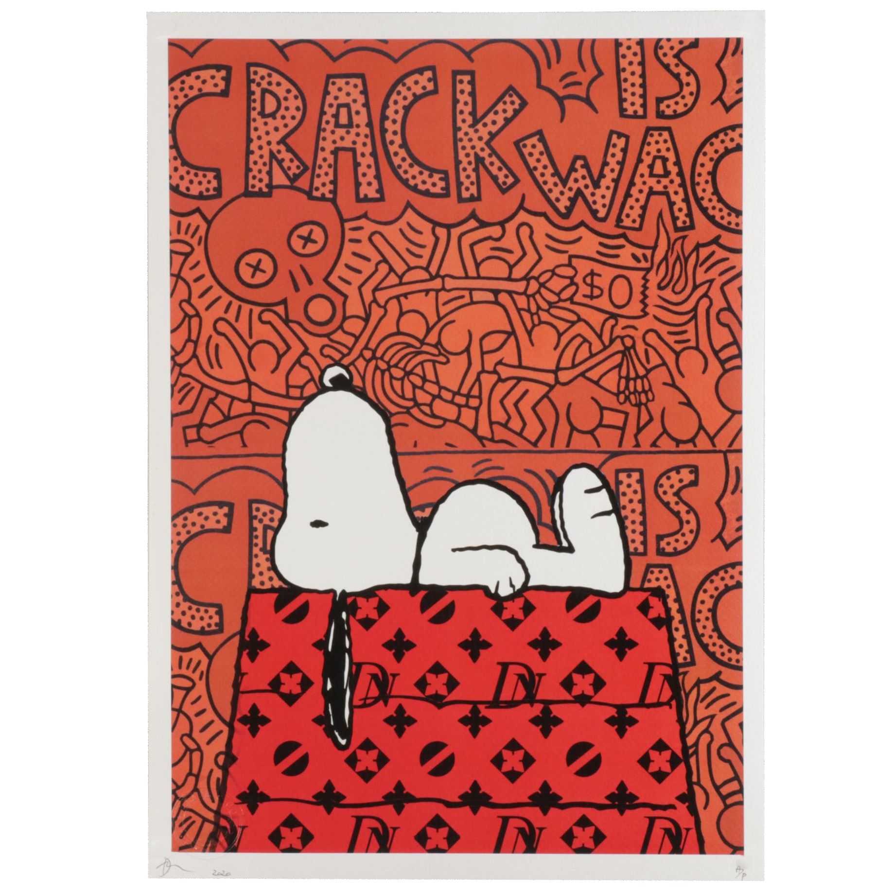 Death NYC Pop Art Graphic Print of Snoopy Daydreaming of Keith Haring, 2020