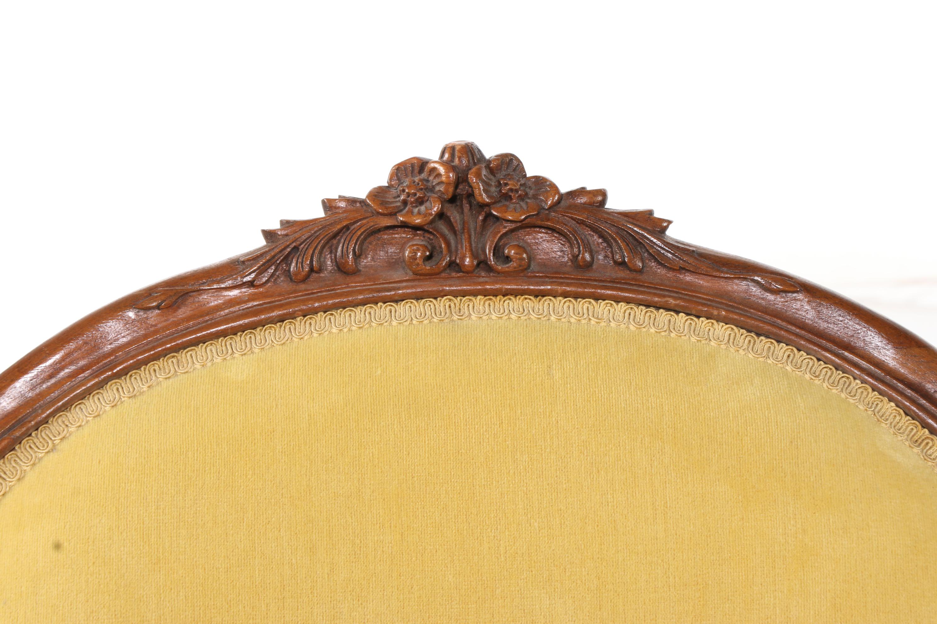 Victorian Style Walnut Upholstered Arm Chair, Early to Mid 20th Century