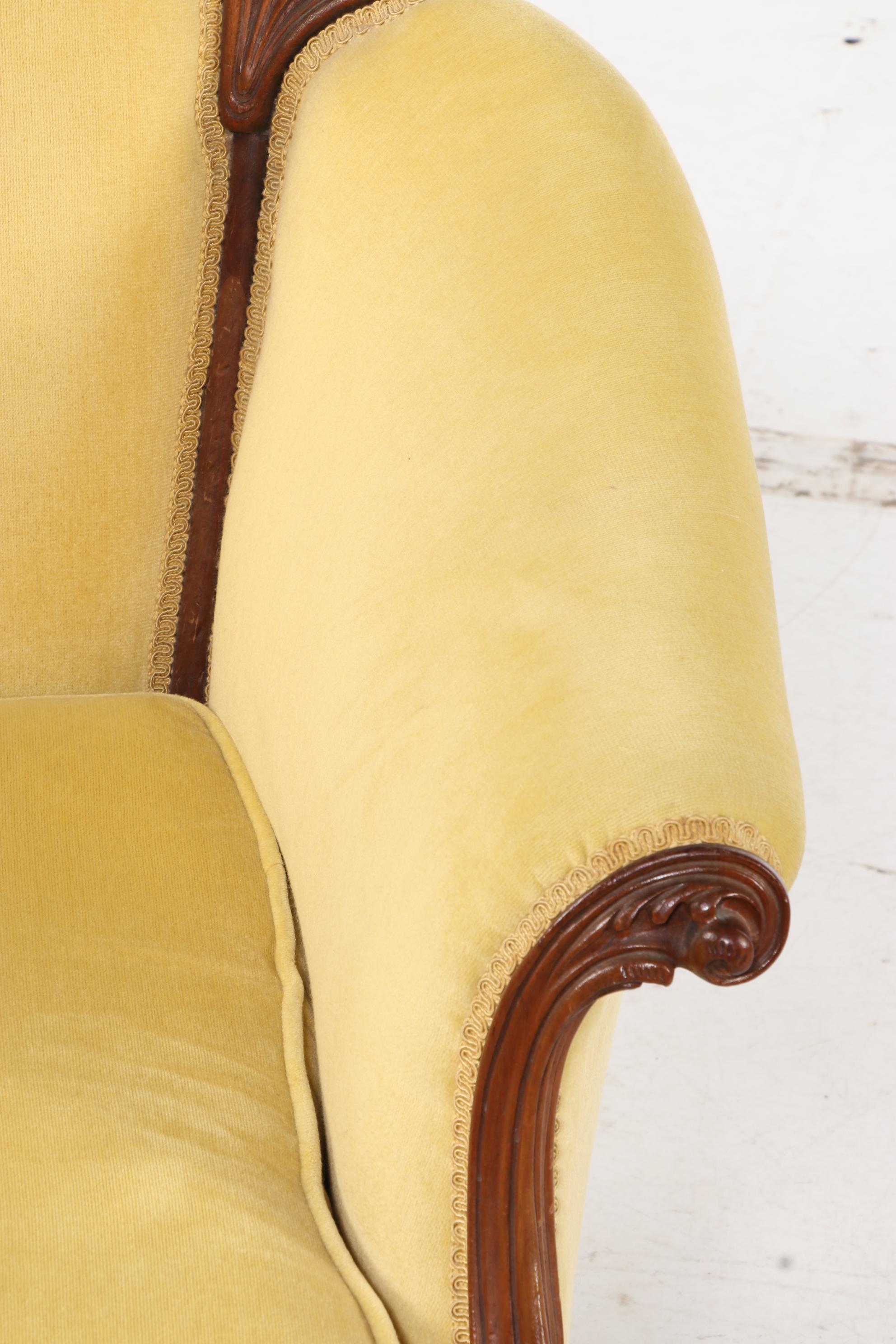 Victorian Style Walnut Upholstered Arm Chair, Early to Mid 20th Century