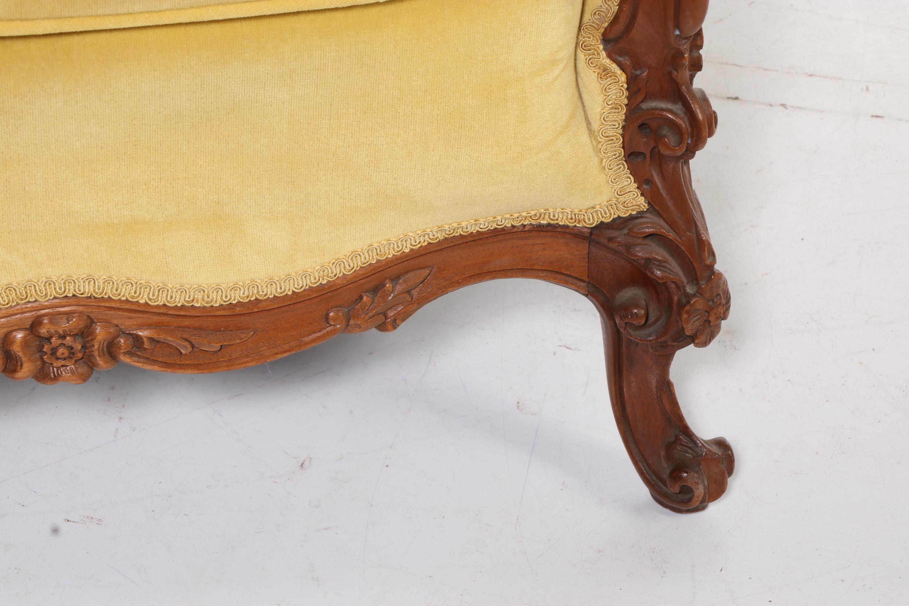 Victorian Style Walnut Upholstered Arm Chair, Early to Mid 20th Century