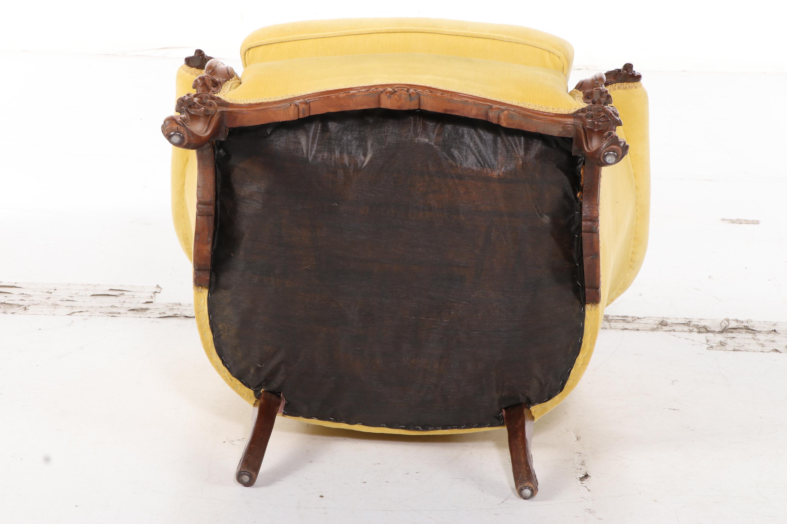 Victorian Style Walnut Upholstered Arm Chair, Early to Mid 20th Century