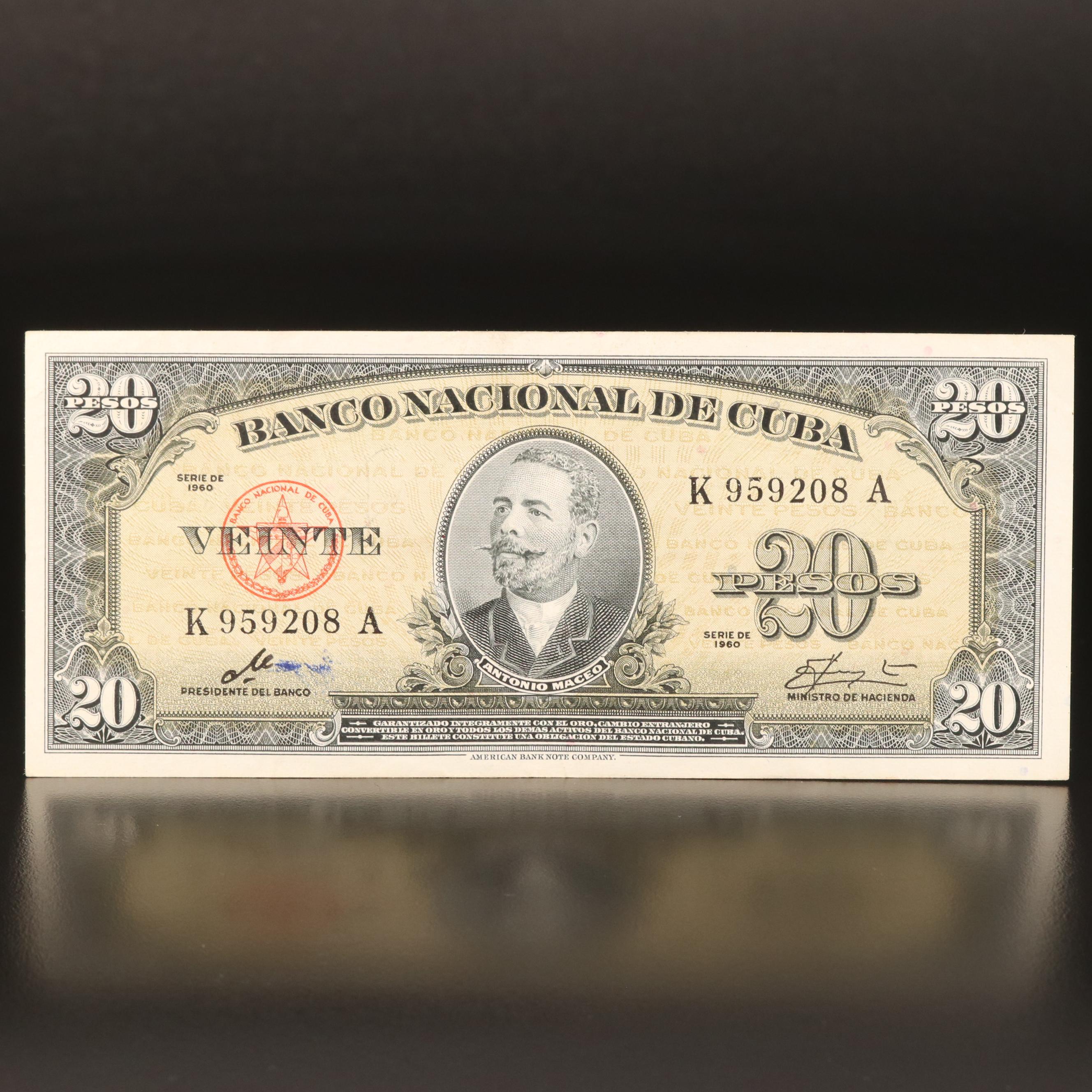 1960 Cuba (Banco Nacional de Cuba) 20 Peso Banknote