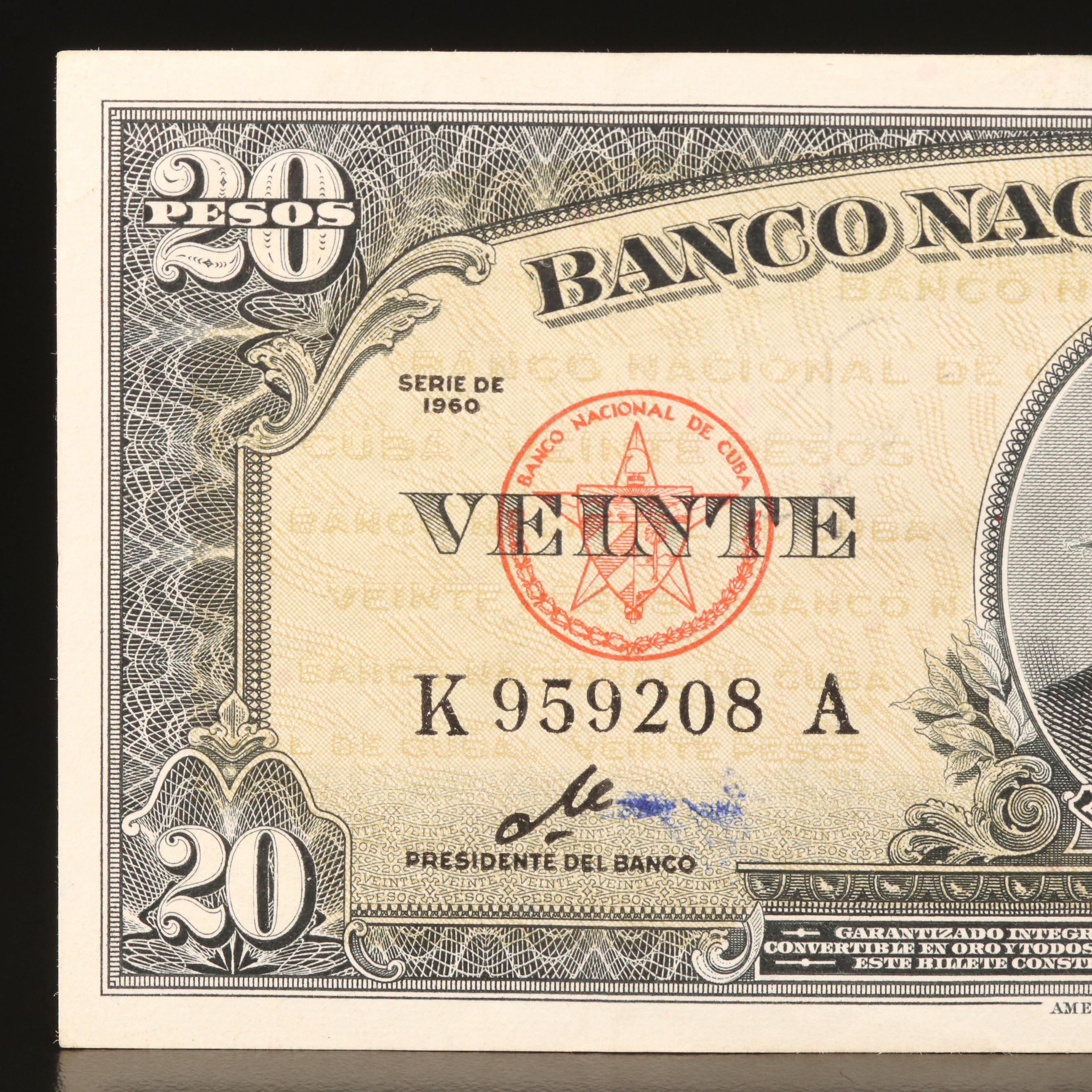 1960 Cuba (Banco Nacional de Cuba) 20 Peso Banknote