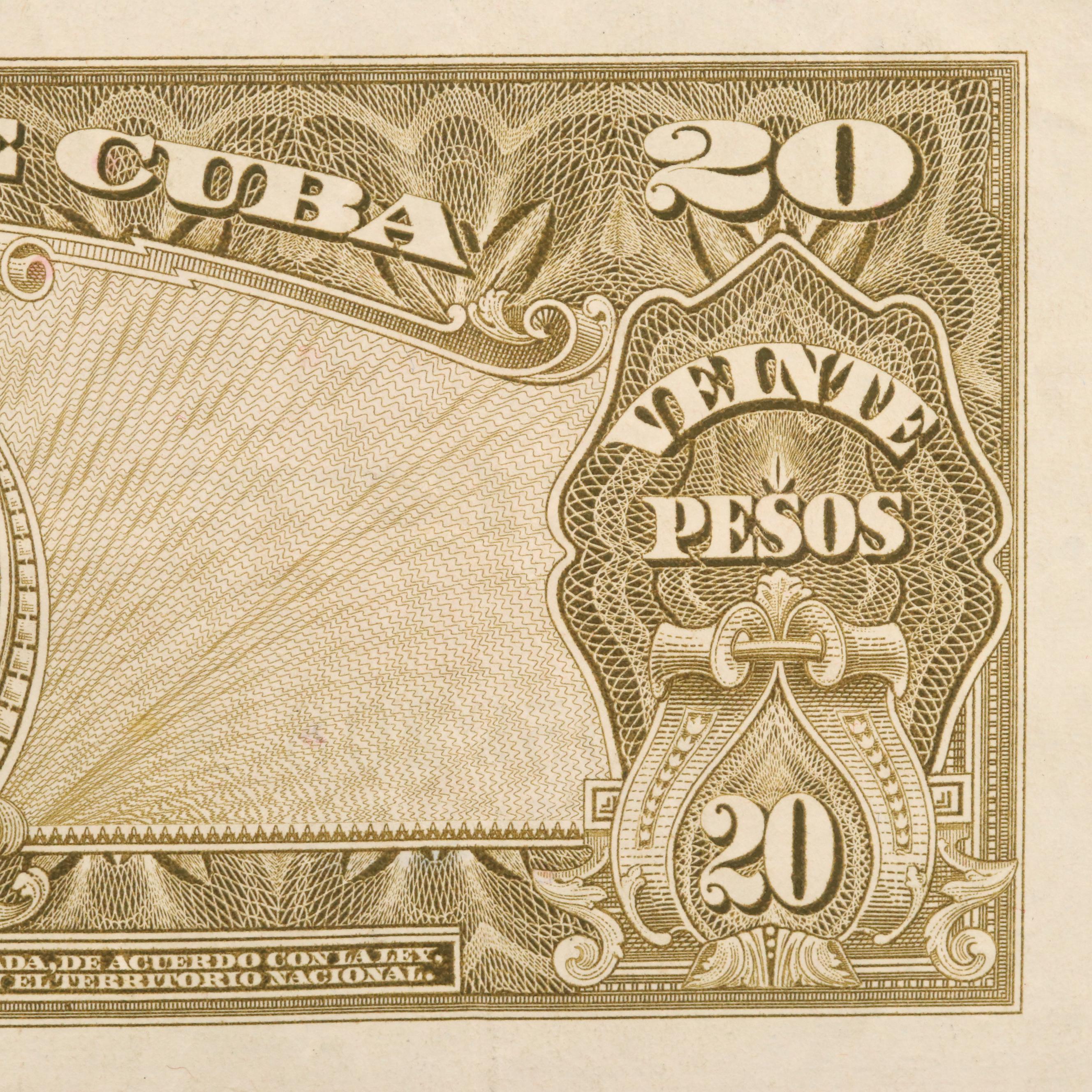 1960 Cuba (Banco Nacional de Cuba) 20 Peso Banknote