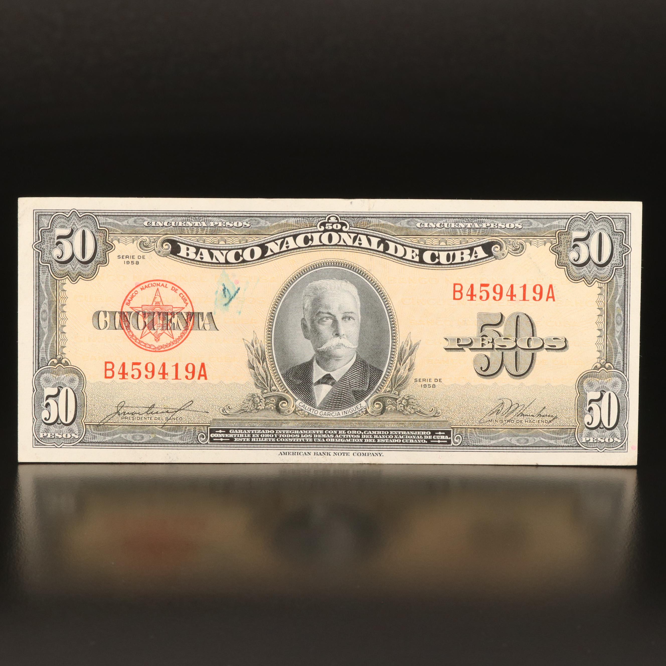 1958 Cuba (Banco Nacional de Cuba) 50 Peso Banknote