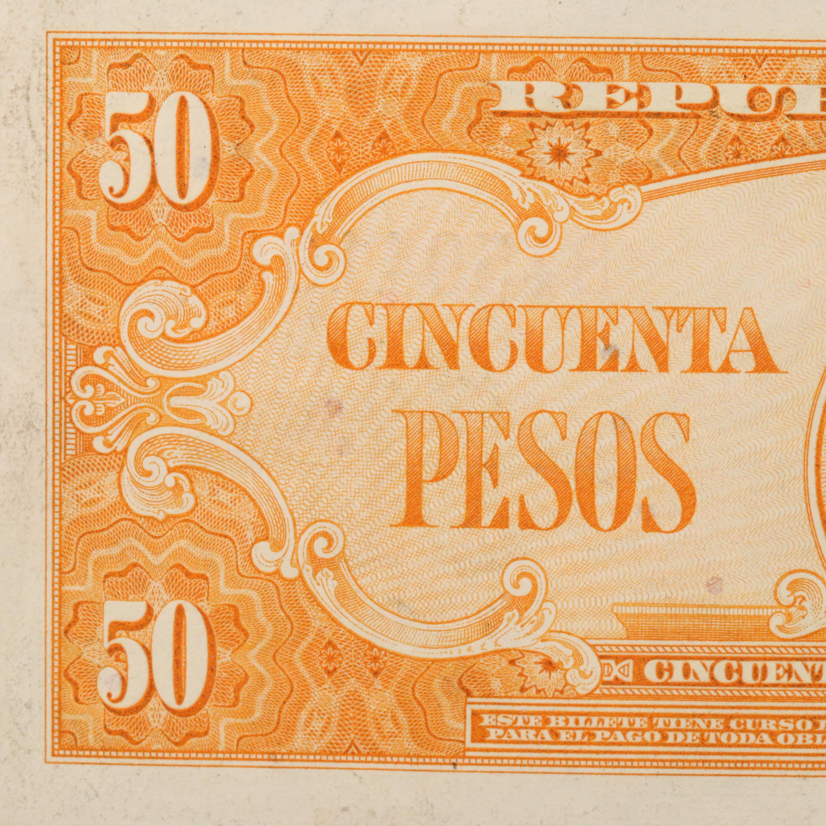 1958 Cuba (Banco Nacional de Cuba) 50 Peso Banknote