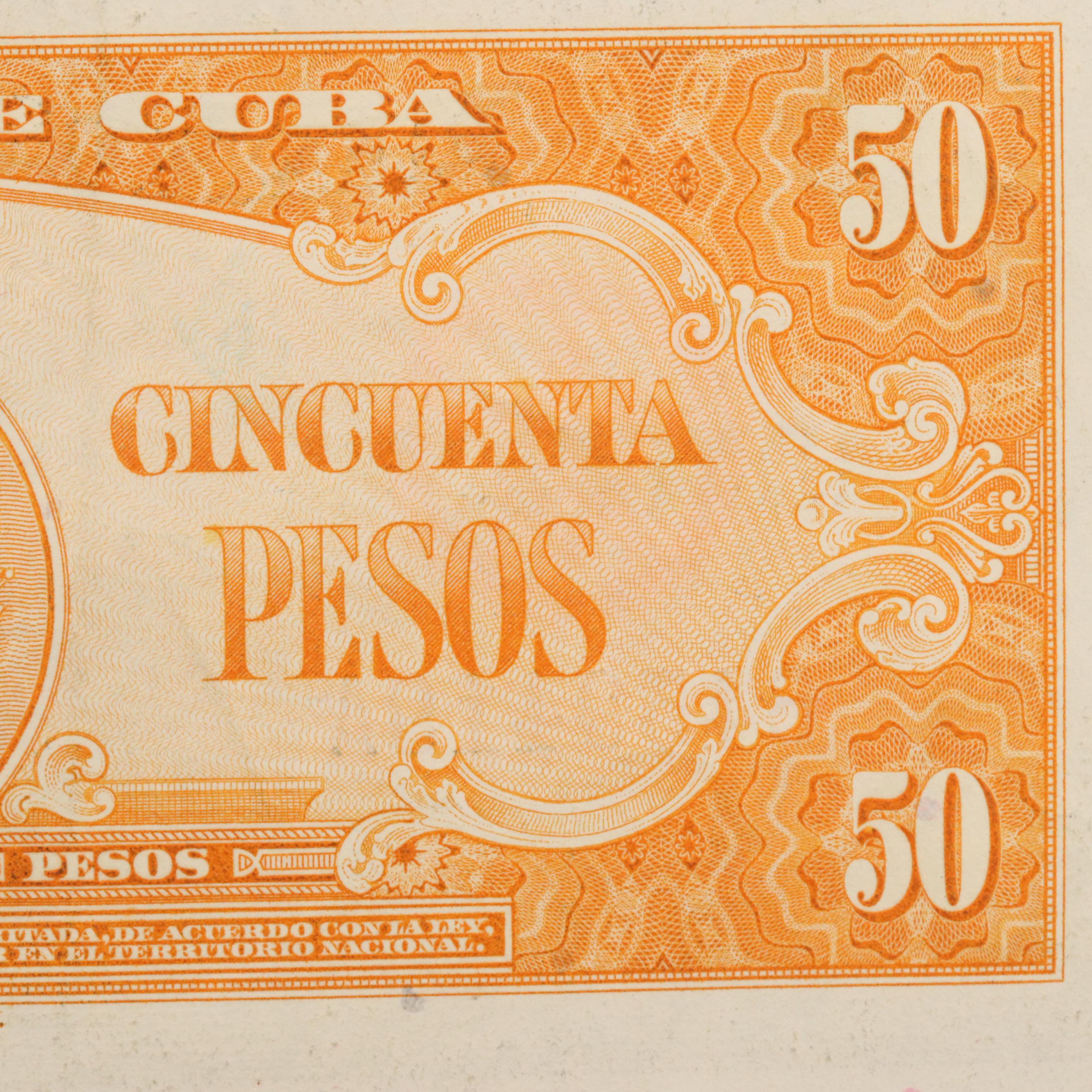 1958 Cuba (Banco Nacional de Cuba) 50 Peso Banknote