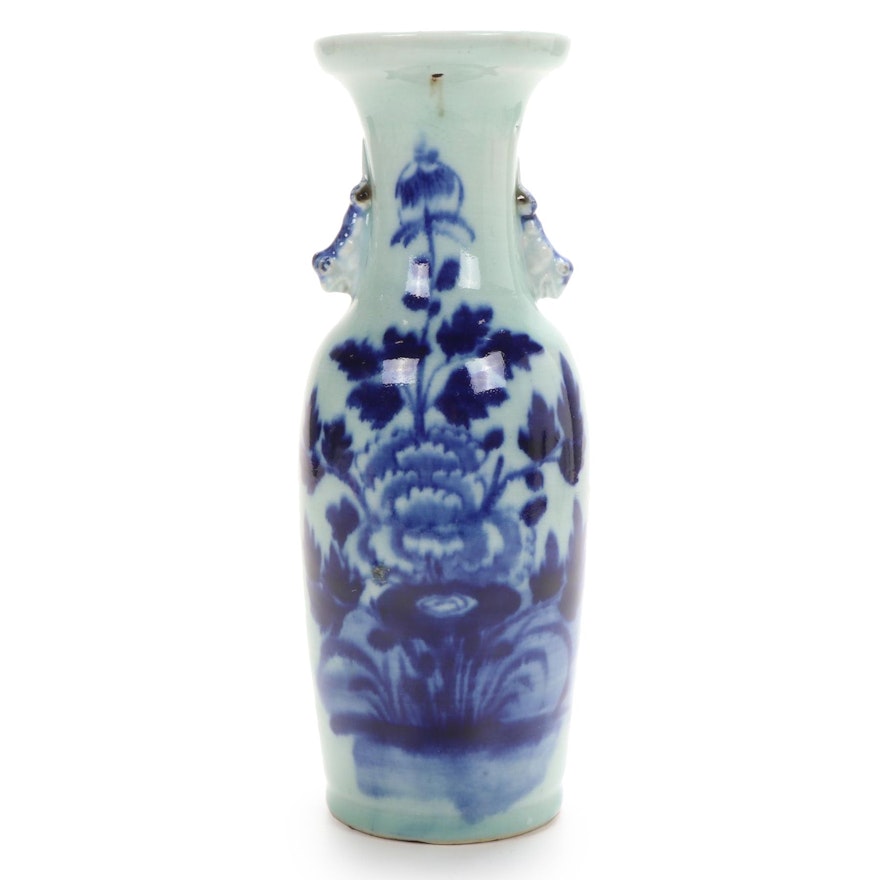 Chinese Blue on Celadon Baluster Vase