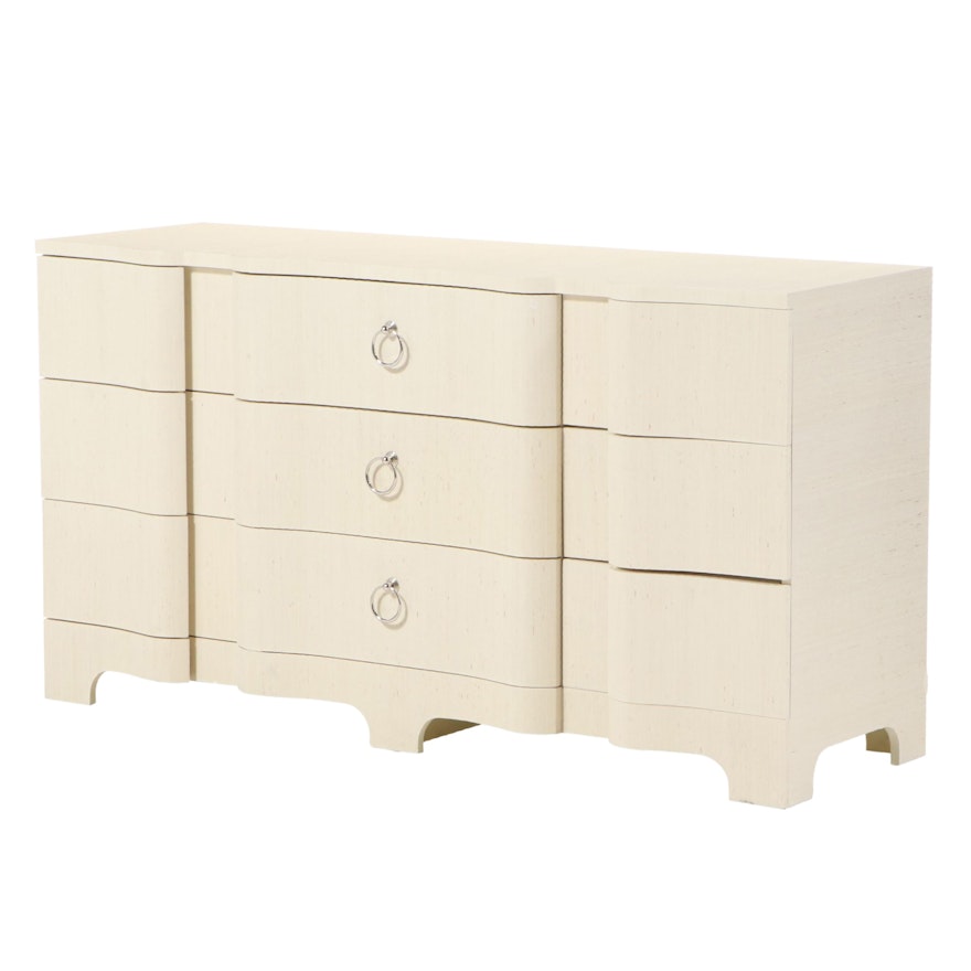 Contemporary Grasscloth Wrapped Chest of Drawers