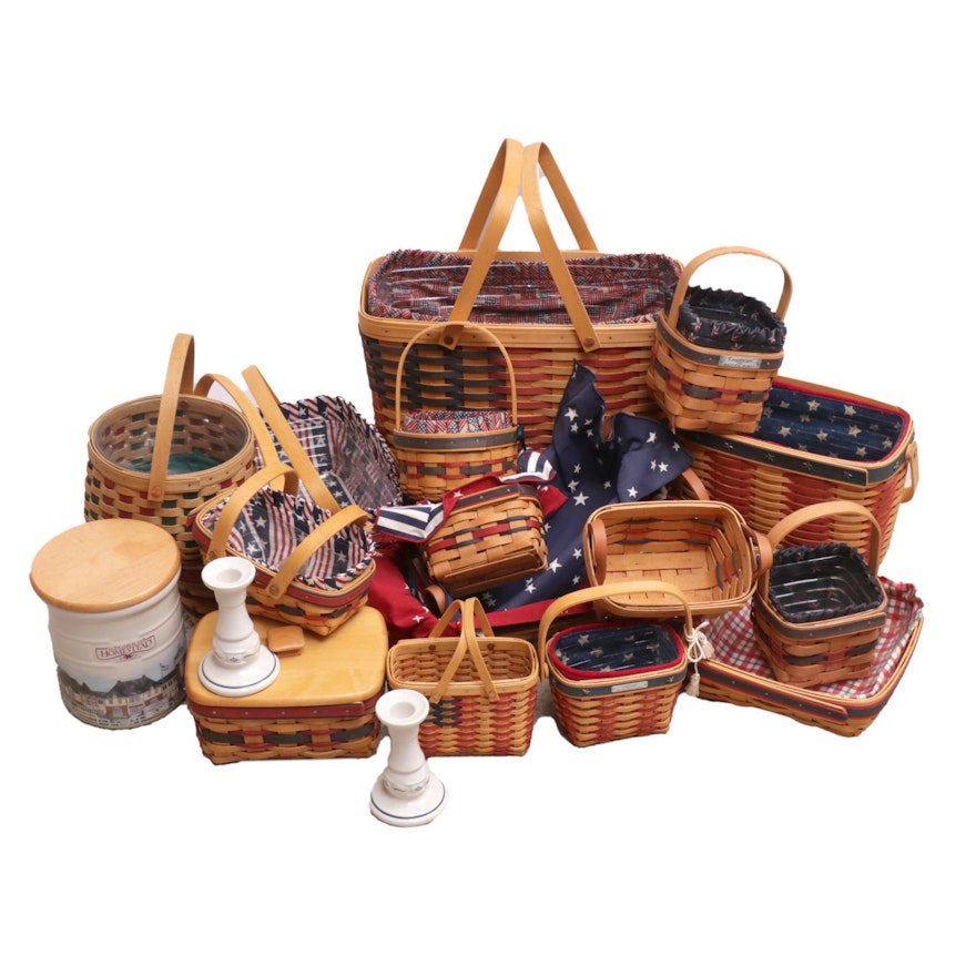 Longaberger Patriotic Themed Baskets and Ceramic Tableware