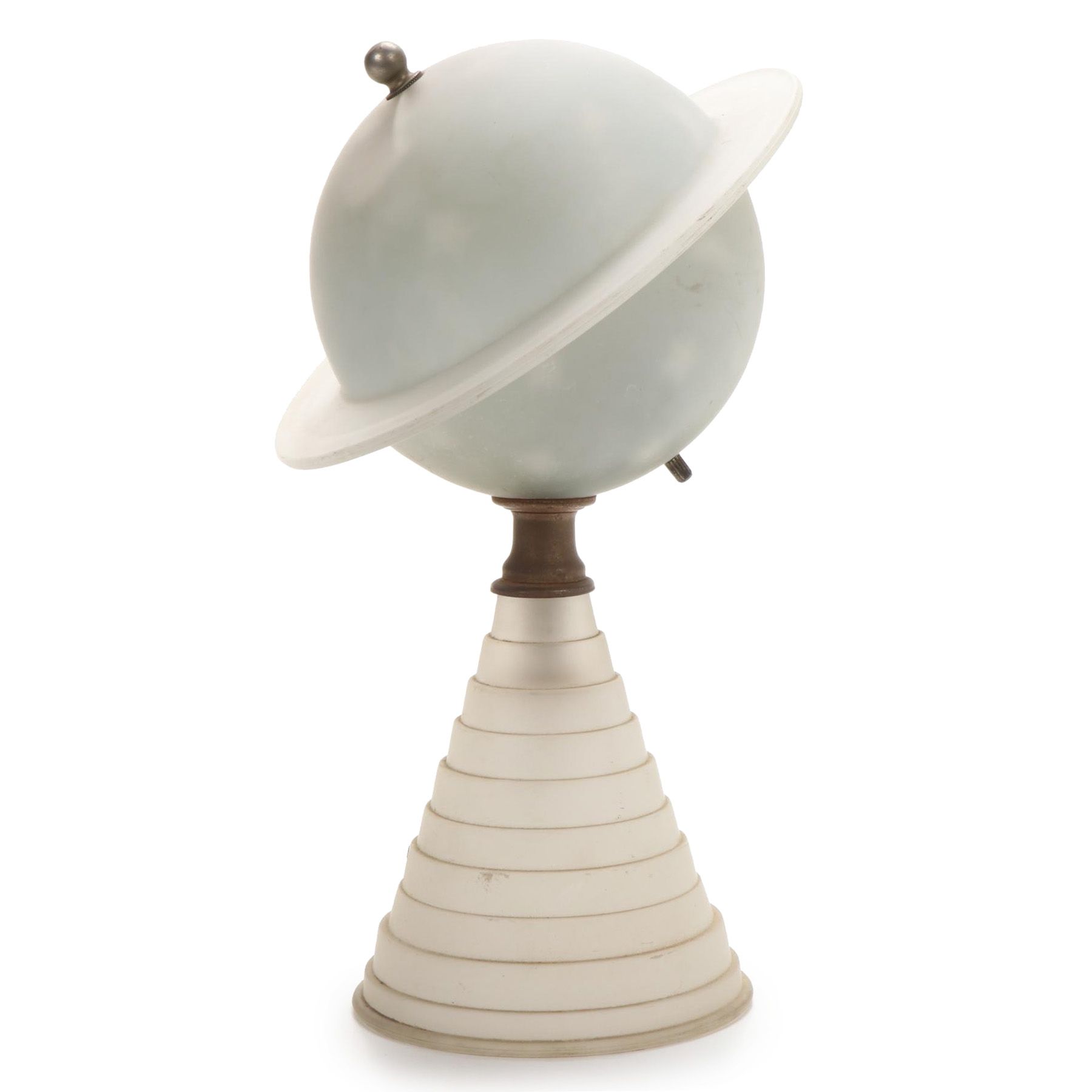Houze Glass Art Deco New York's 1939 World's Fair Frosted Glass Saturn Desk Lamp