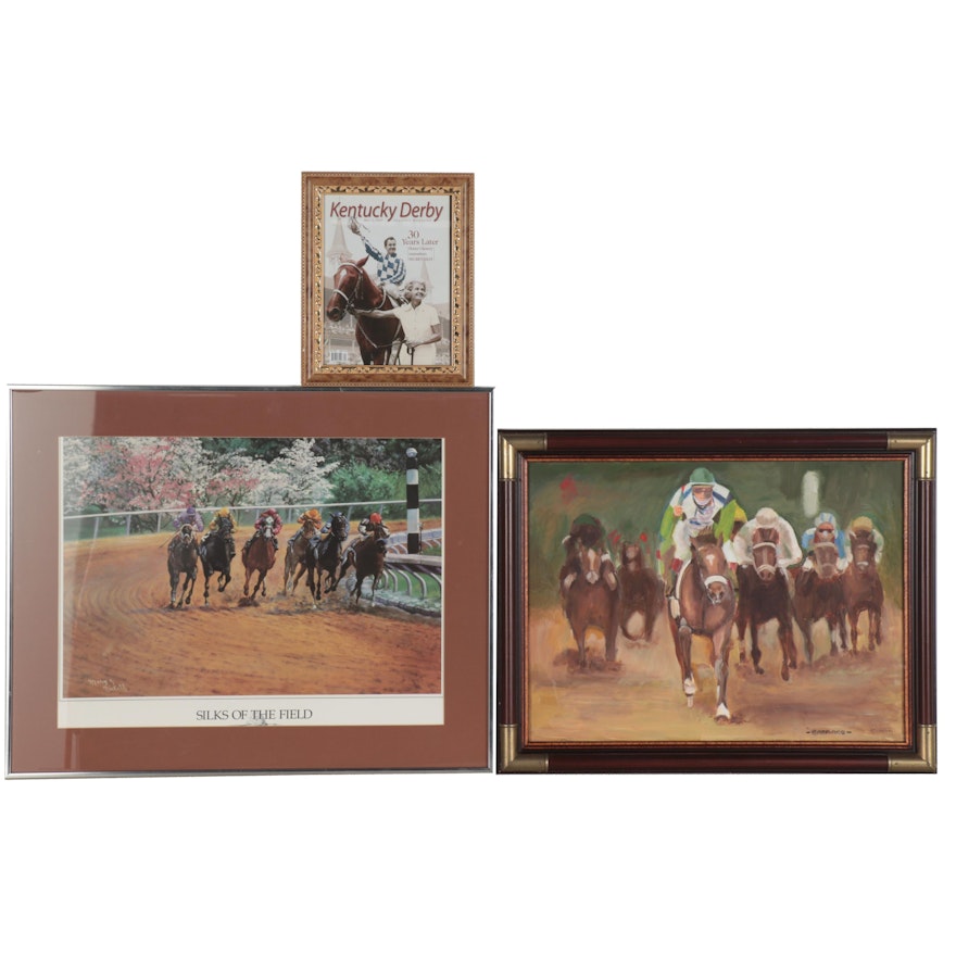 E. Judd Equestrian Oil Painting "Barbaro" Thoroughbred Racing and More
