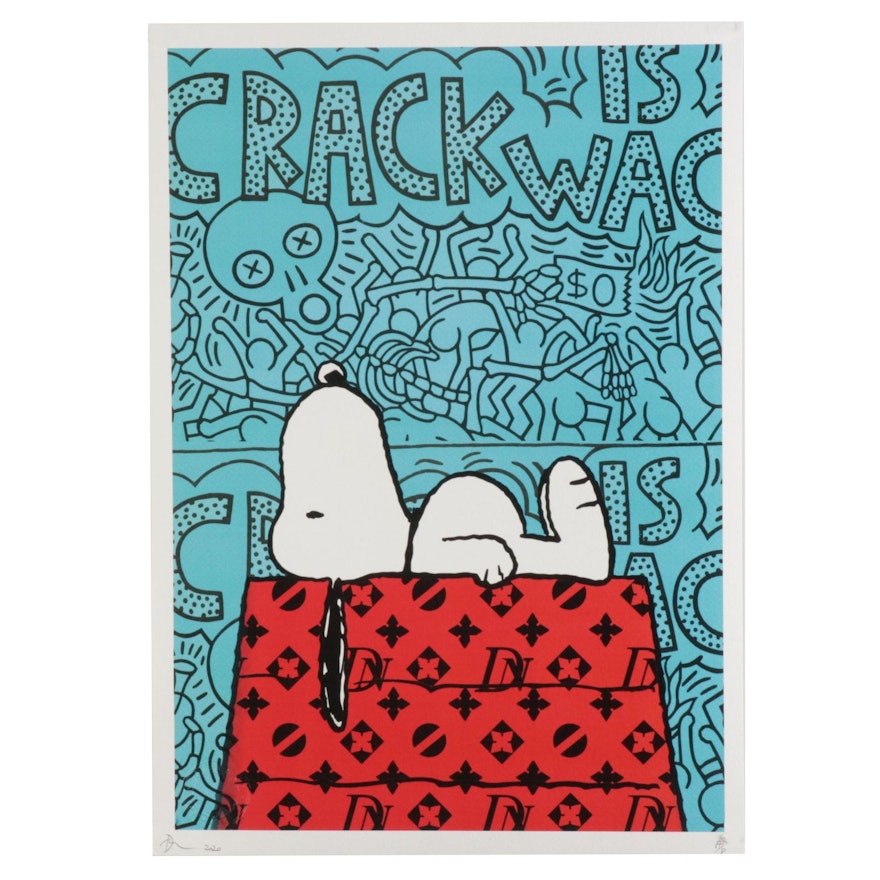 Death NYC Graphic Art Graphic Print of Snoopy Daydreaming Keith Haring, 2020