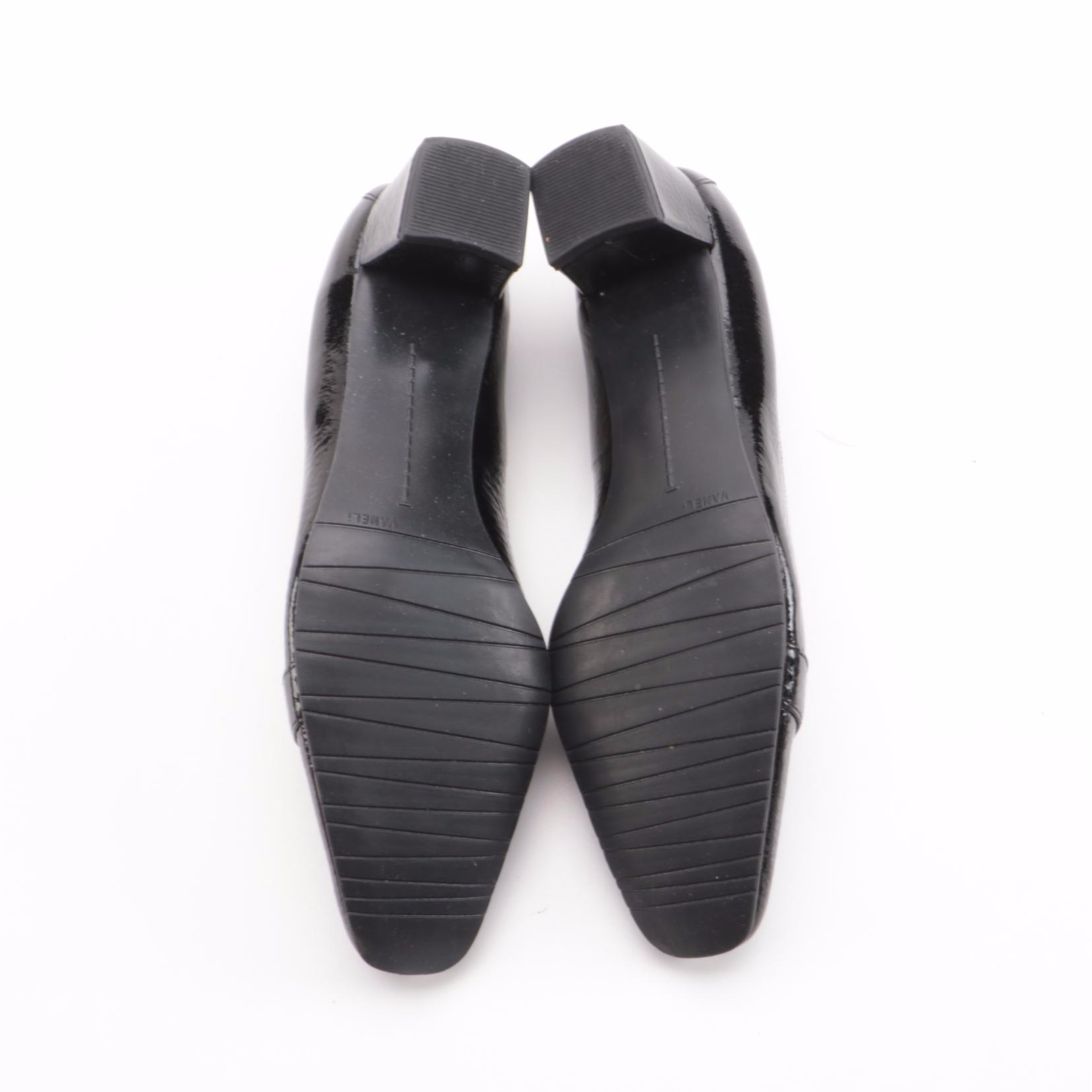 Vaneli Rigmora Black Patent Leather Block Heel Pumps with Box