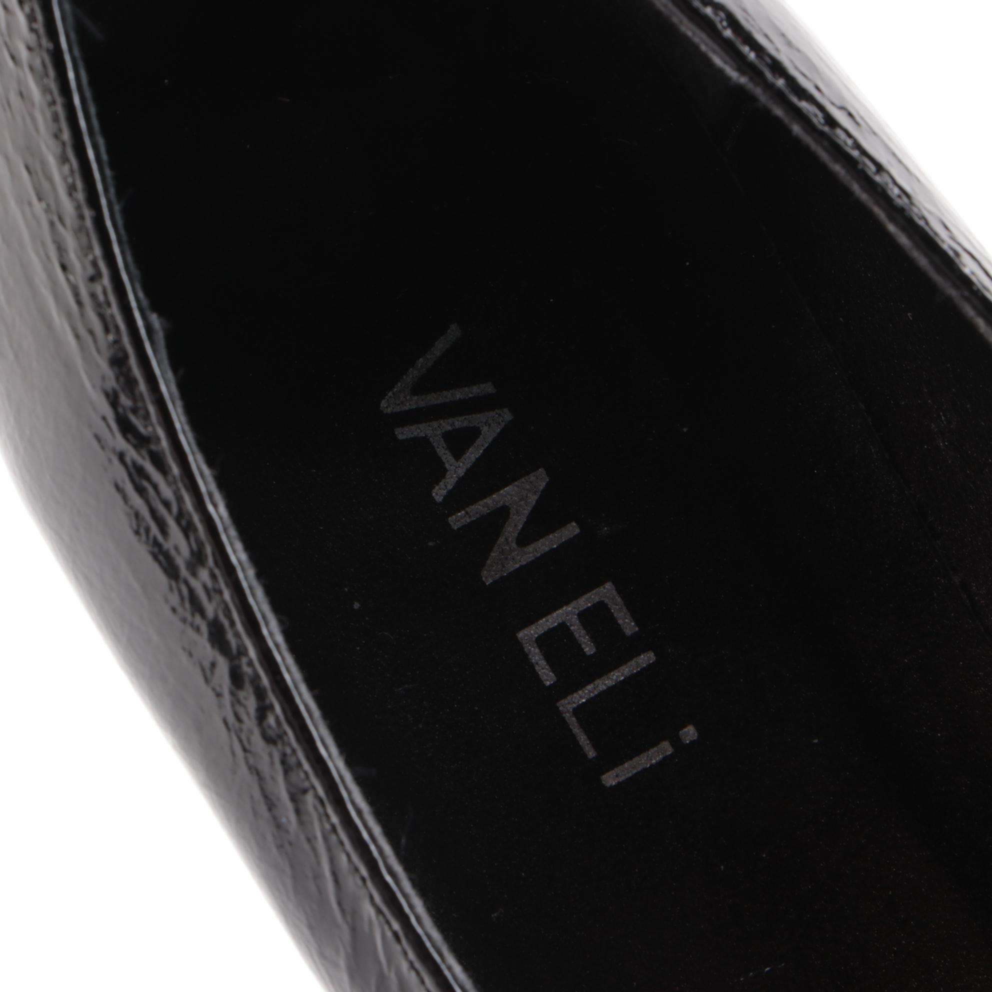 Vaneli Rigmora Black Patent Leather Block Heel Pumps with Box