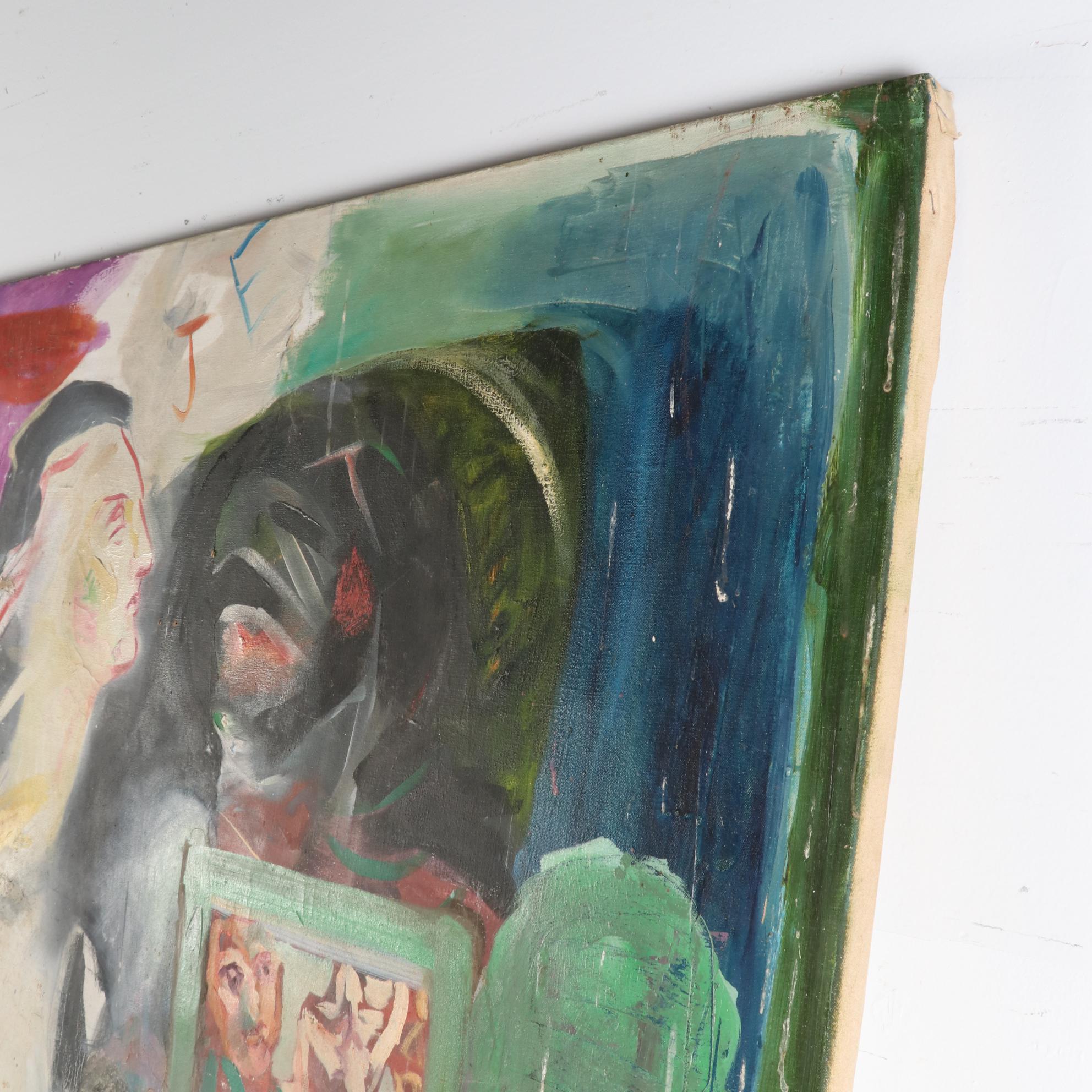 Katherine Sutphin Oil Painting of Abstract Figures