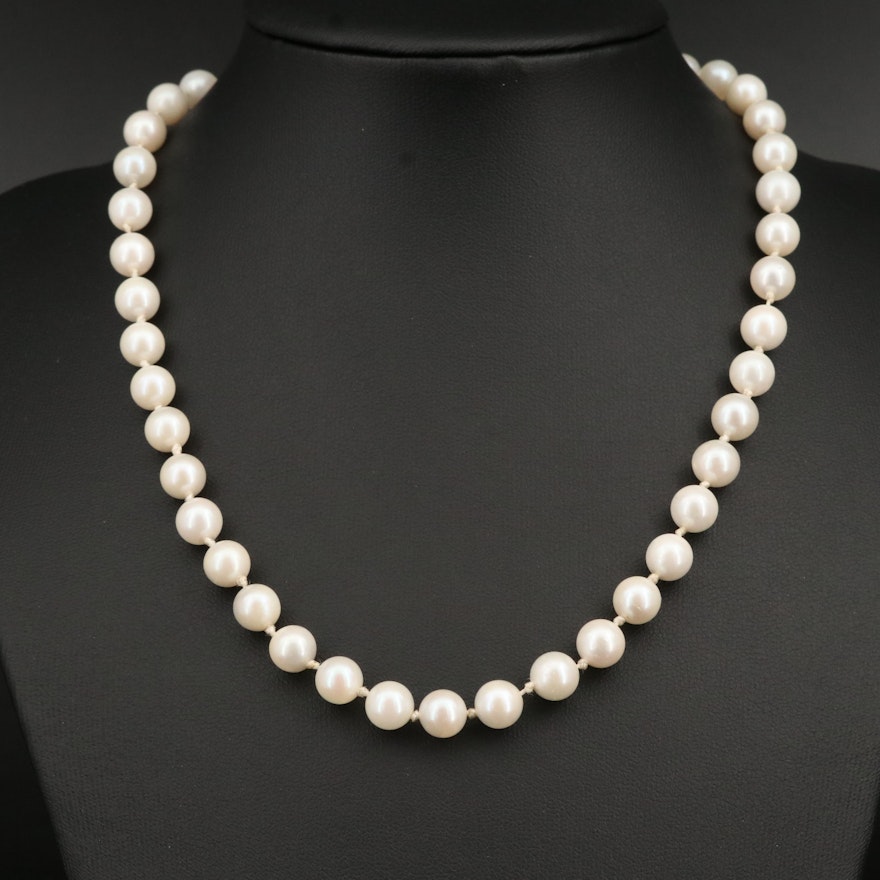 Pearl Necklace with Sterling Clasp