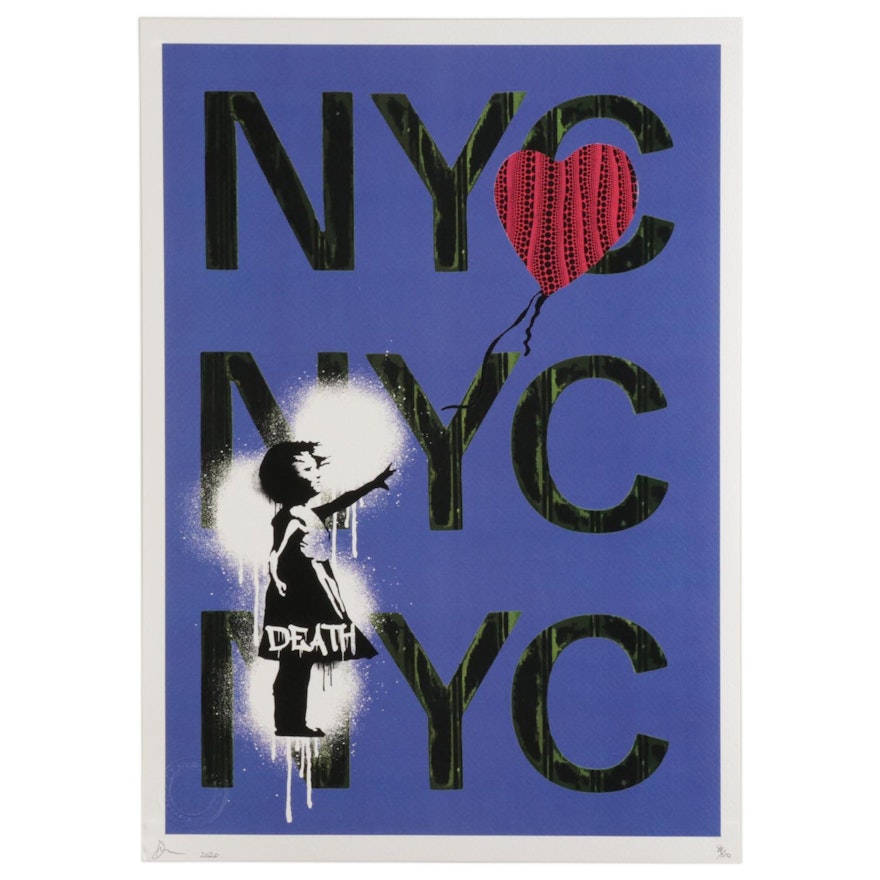 Death NYC Pop Art Graphic Print Featuring Banksy's "Girl With Balloon," 2020