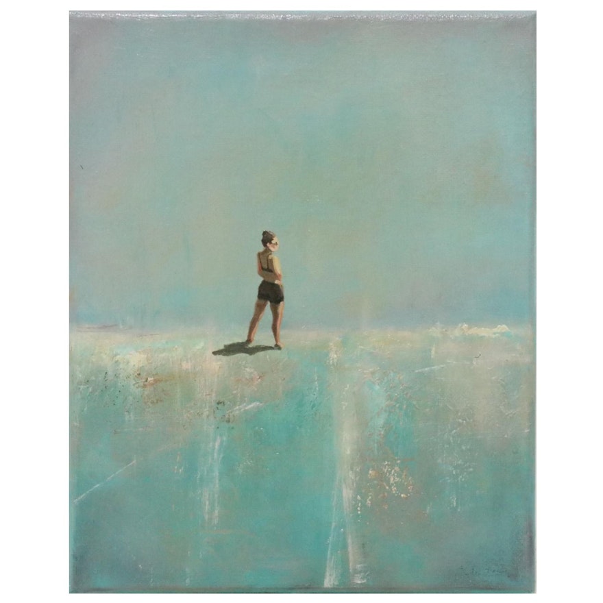 Rebecca Manns Mixed Media Painting "Beachcomber," 2021