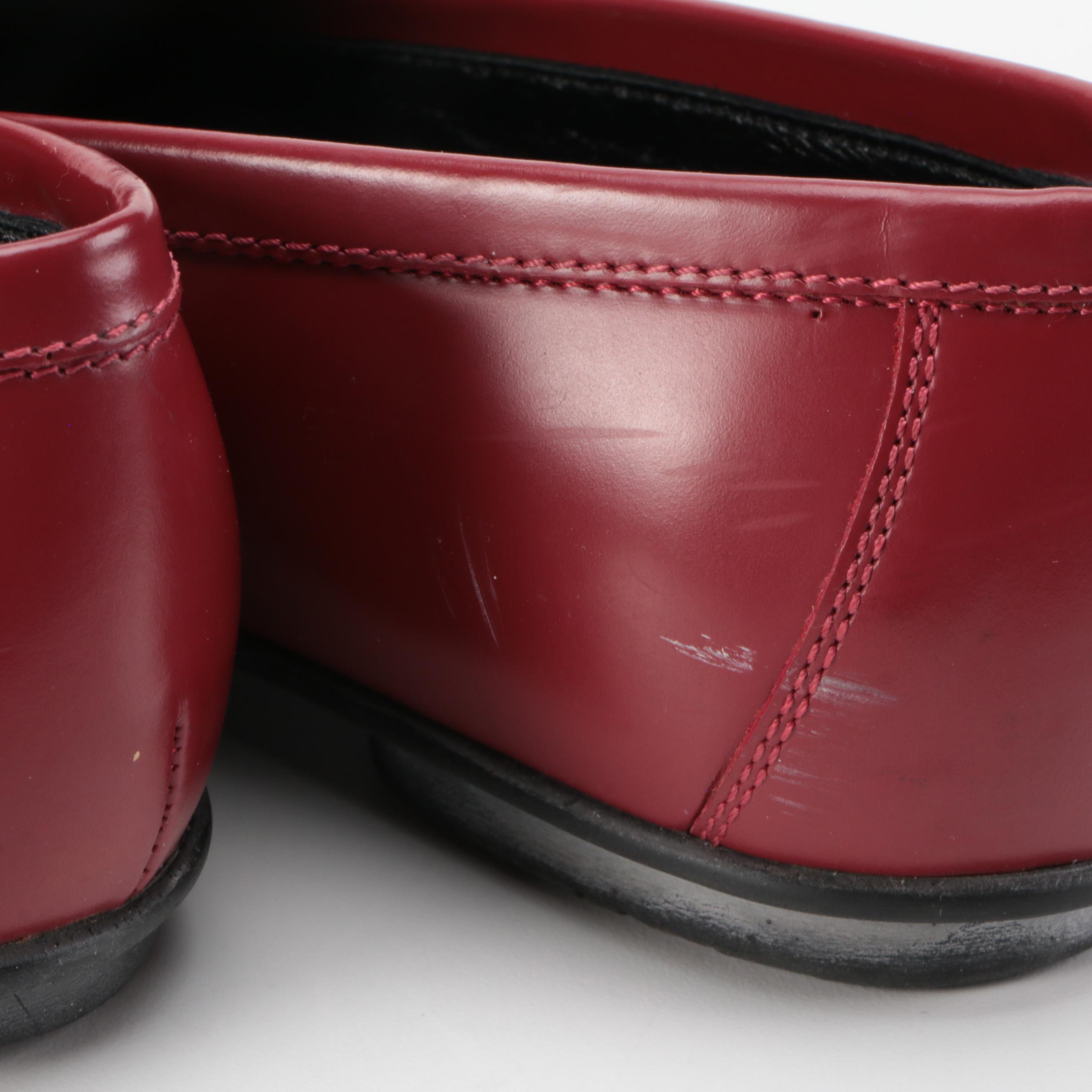 Coach Lora Spazzolato Loafers in Red Leather with Box