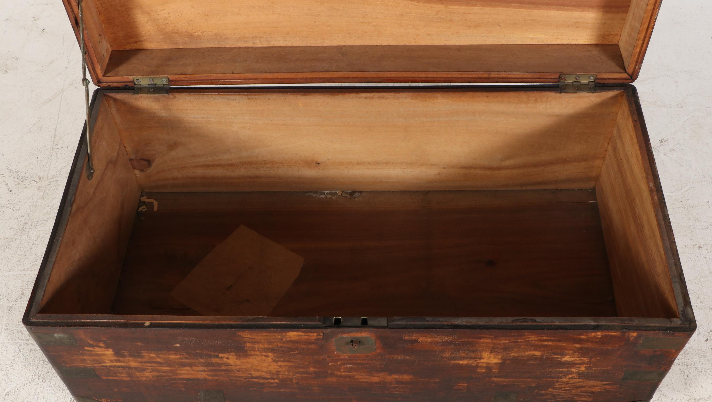 Rustic Style Wooden Metal Clad Lift-Top Chest / Coffee Table, 20th Century