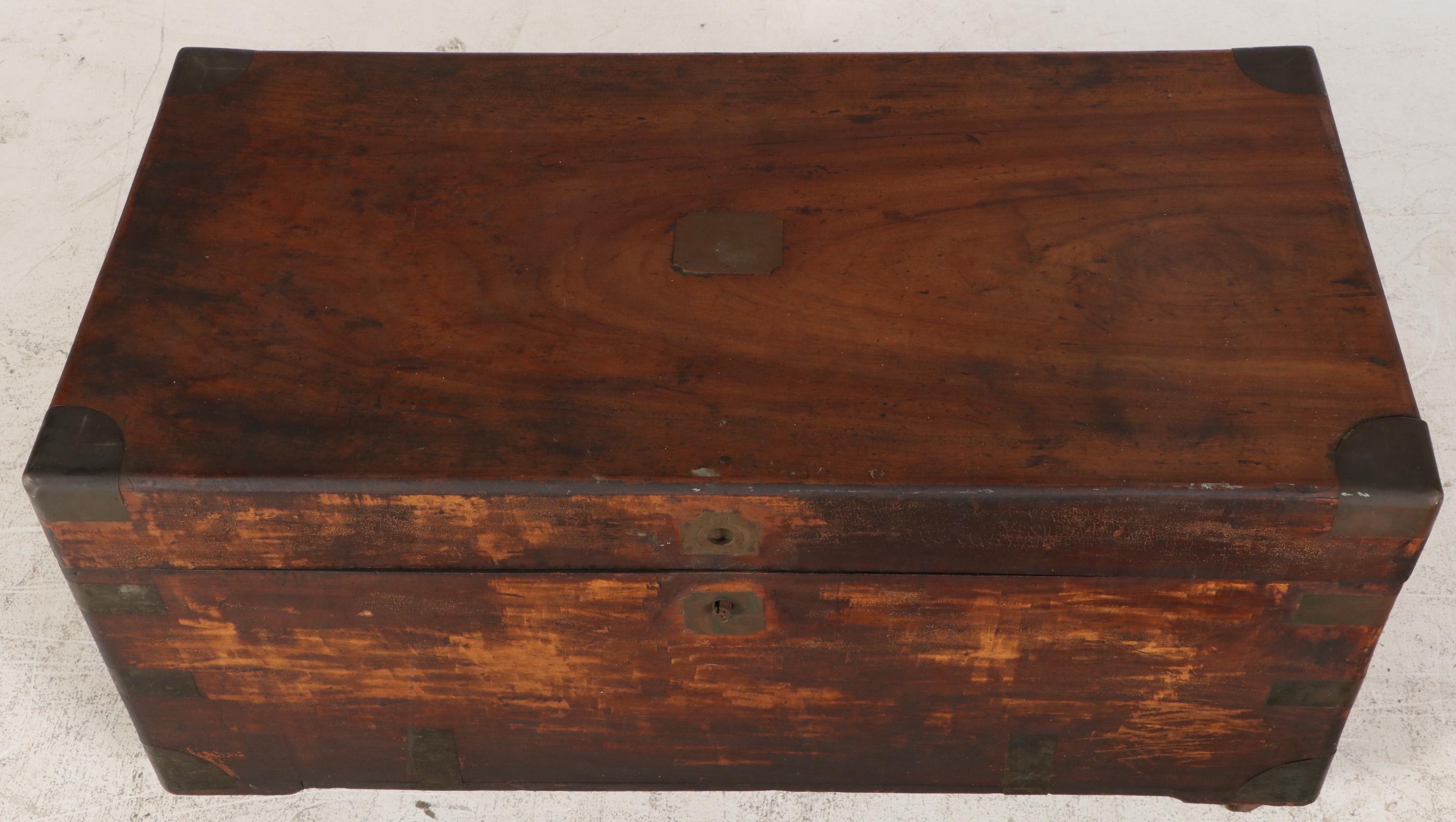 Rustic Style Wooden Metal Clad Lift-Top Chest / Coffee Table, 20th Century