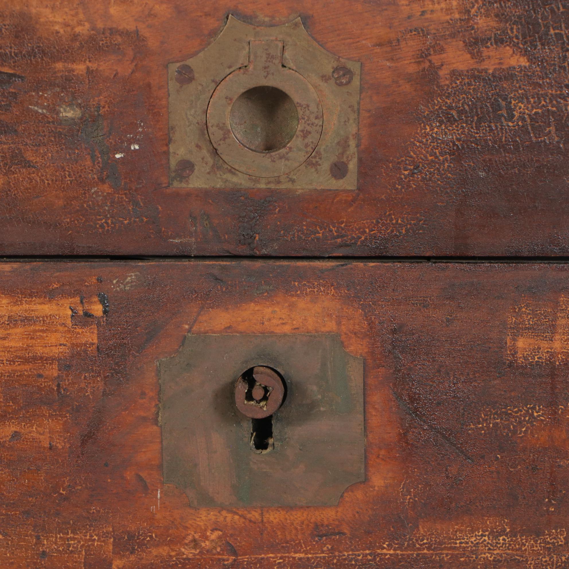 Rustic Style Wooden Metal Clad Lift-Top Chest / Coffee Table, 20th Century