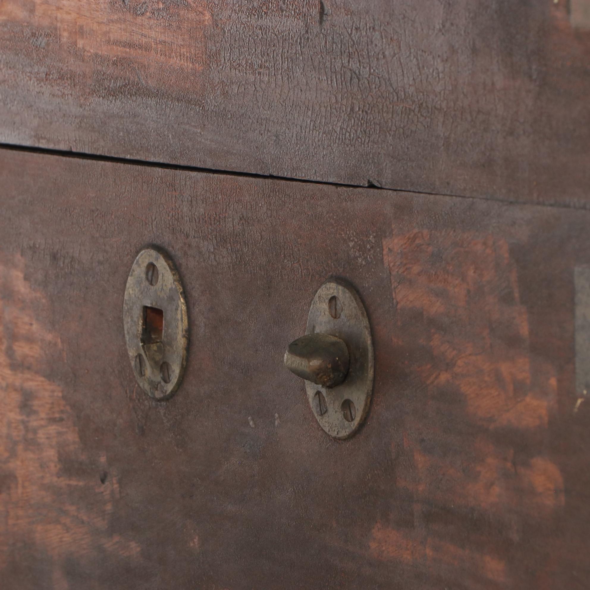 Rustic Style Wooden Metal Clad Lift-Top Chest / Coffee Table, 20th Century