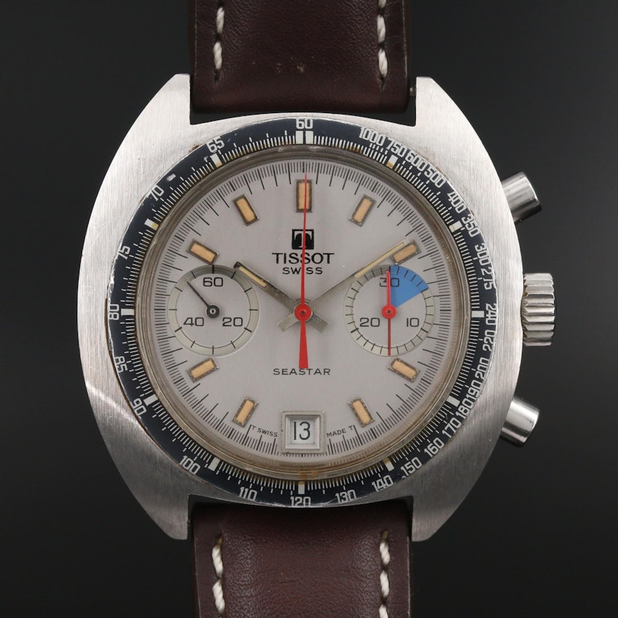 Vintage Tissot "Seastar Navigator" Stainless Steel Stem Wind Wristwatch